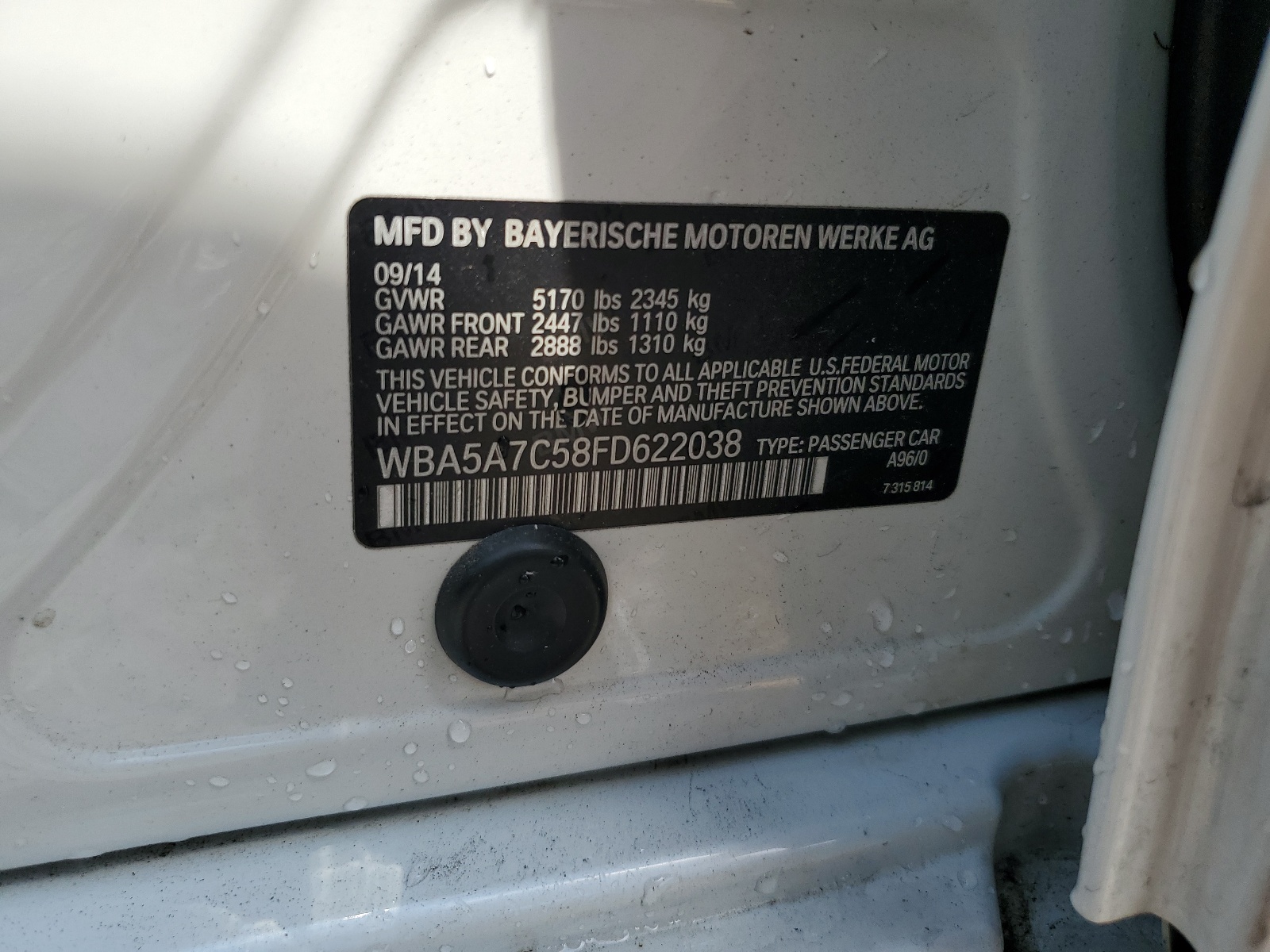 WBA5A7C58FD622038 2015 BMW 528 Xi