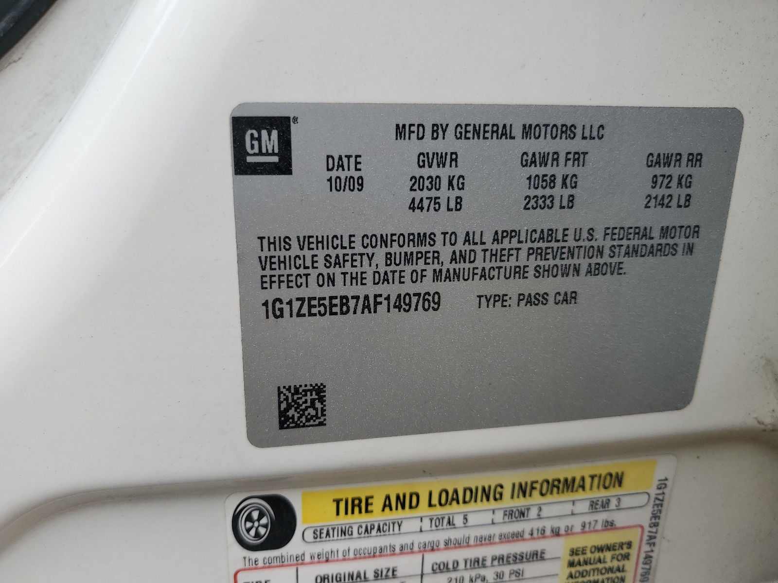 1G1ZE5EB7AF149769 2010 Chevrolet Malibu Ltz