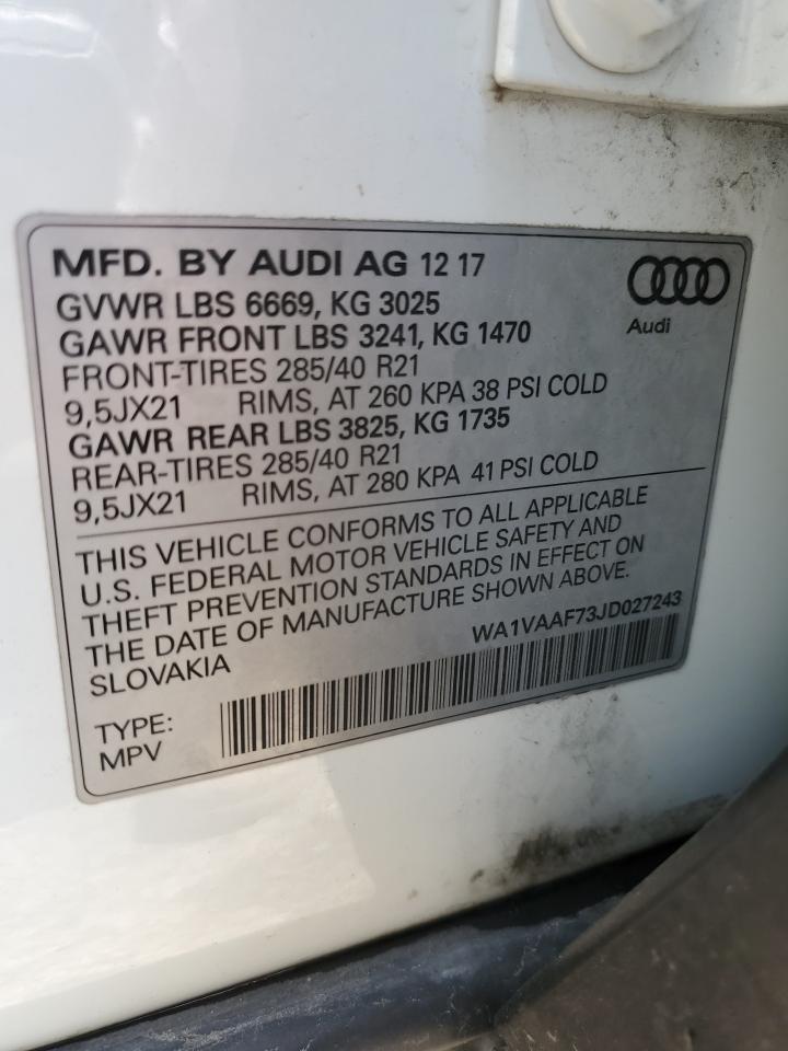 WA1VAAF73JD027243 2018 Audi Q7 Prestige