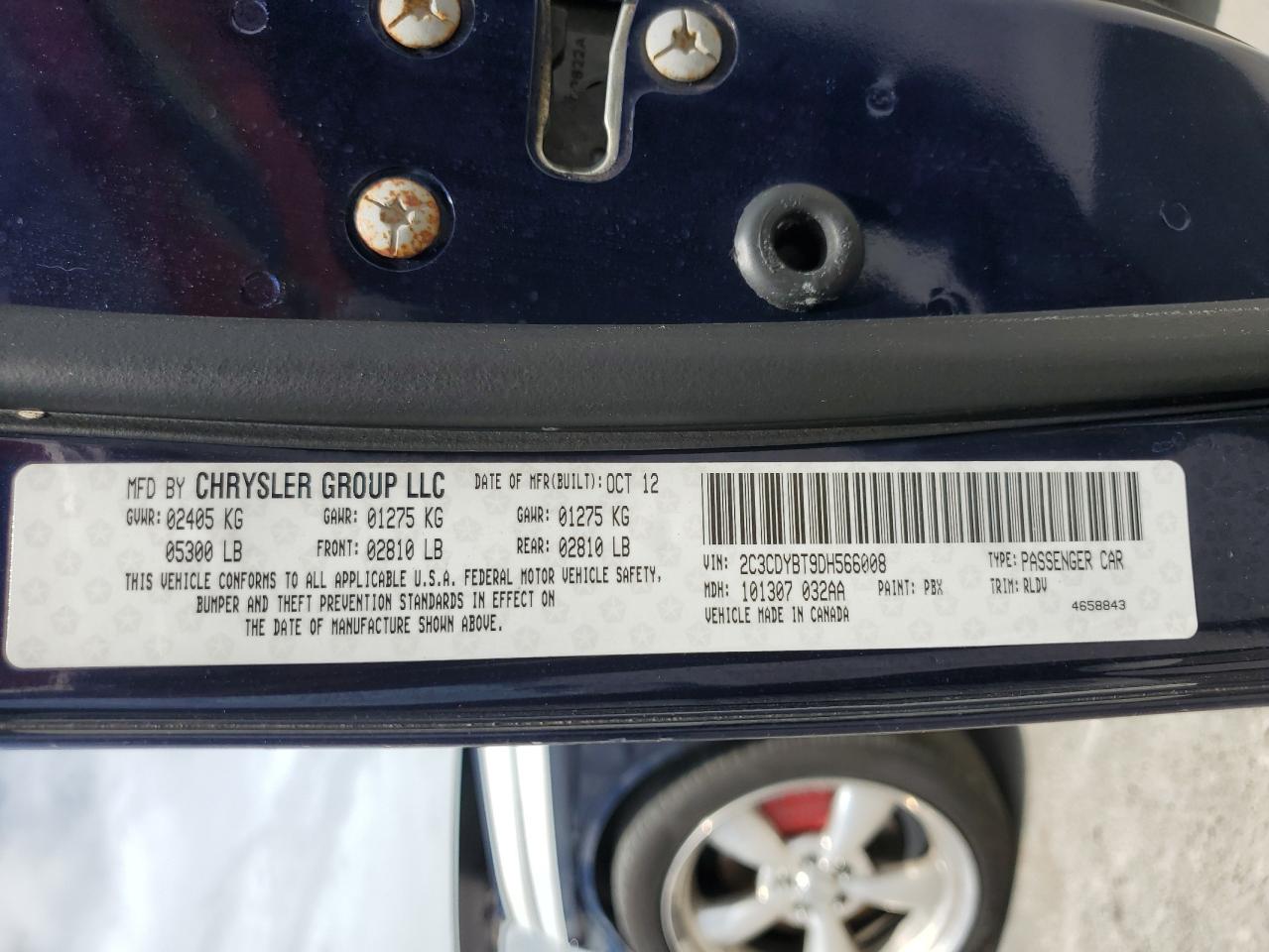 2013 Dodge Challenger R/T VIN: 2C3CDYBT9DH566008 Lot: 61708204