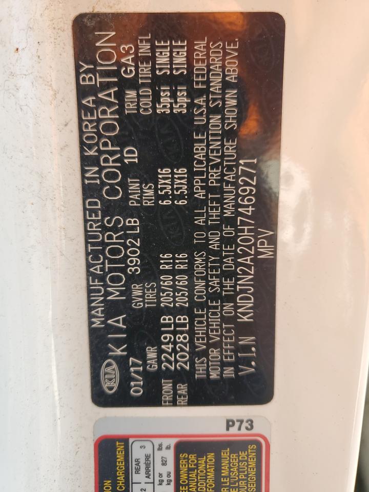 2017 Kia Soul VIN: KNDJN2A20H7469271 Lot: 61001624