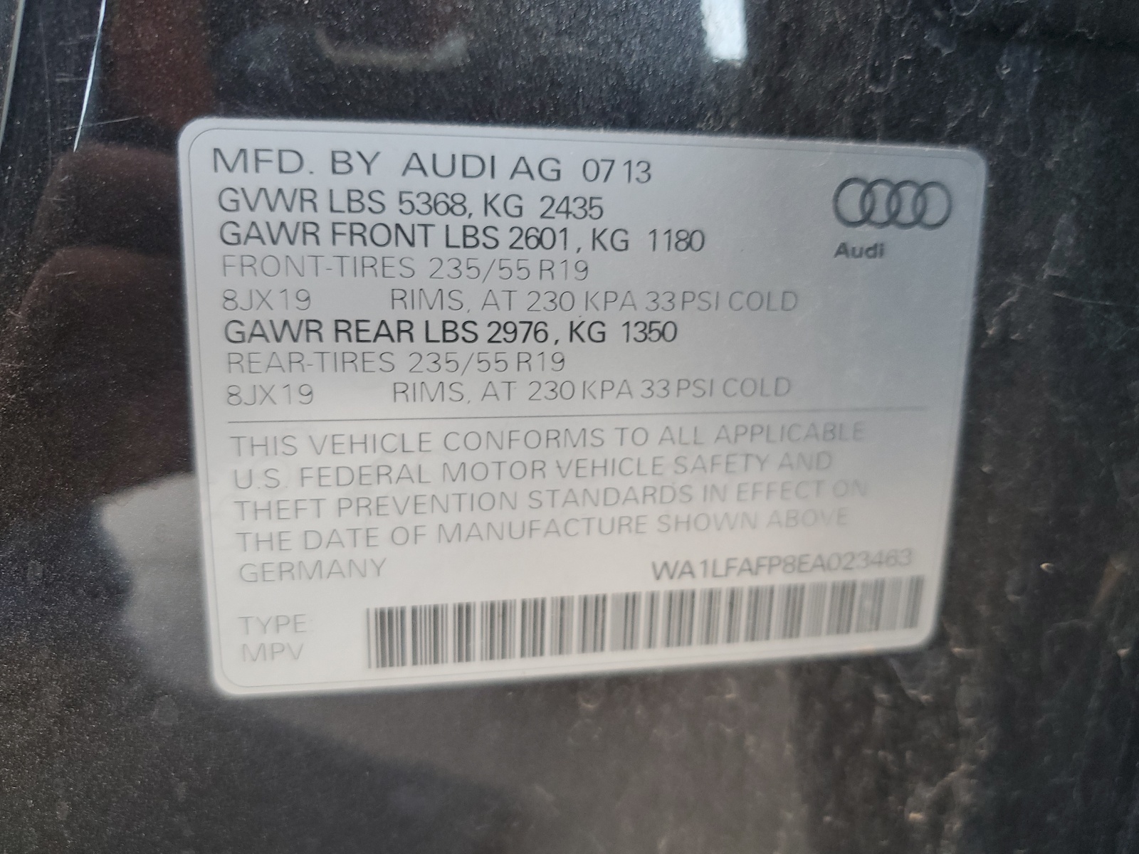 2014 Audi Q5 Premium Plus vin: WA1LFAFP8EA023463