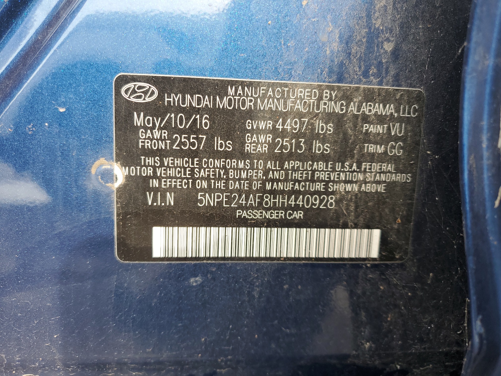 5NPE24AF8HH440928 2017 Hyundai Sonata Se