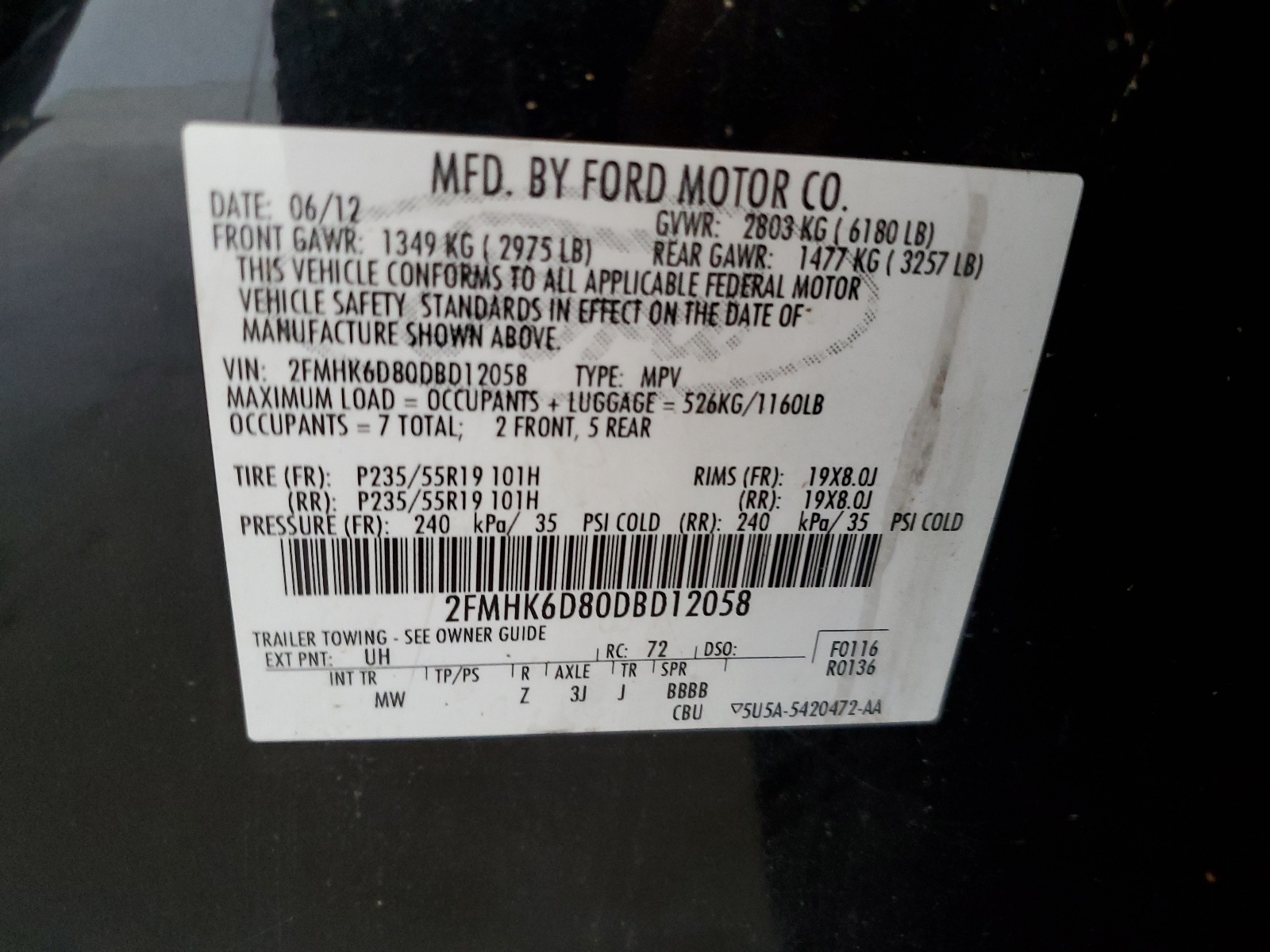 2FMHK6D80DBD12058 2013 Ford Flex Limited