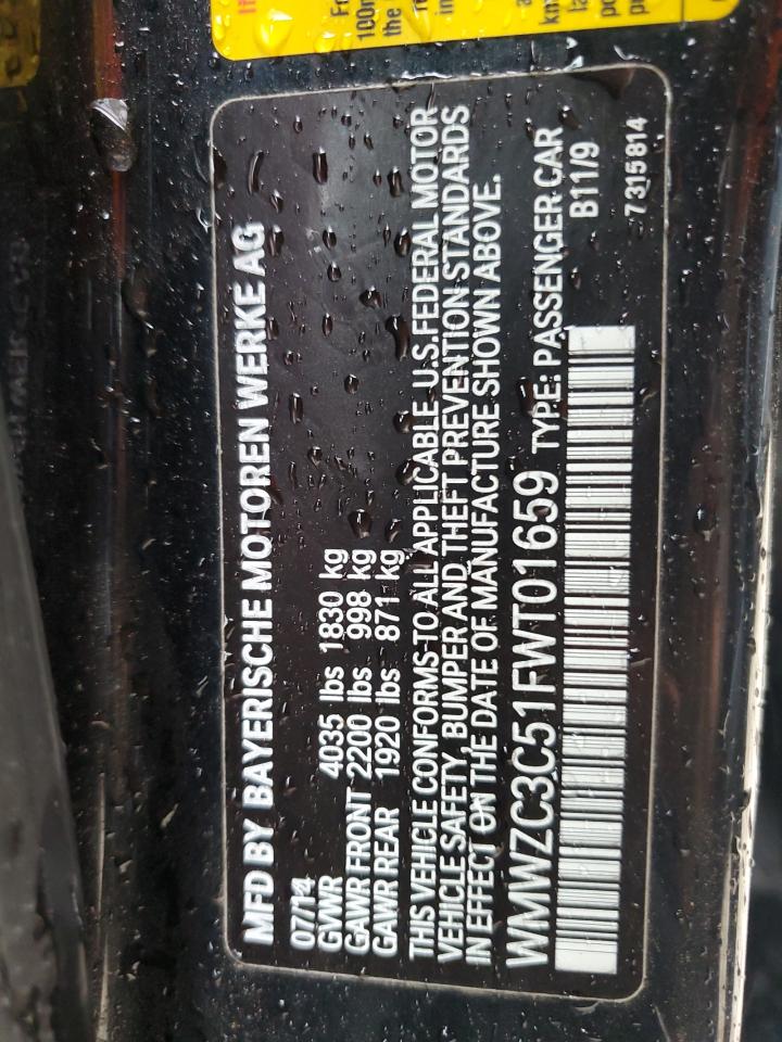 2015 Mini Cooper S Countryman VIN: WMWZC3C51FWT01659 Lot: 61339634