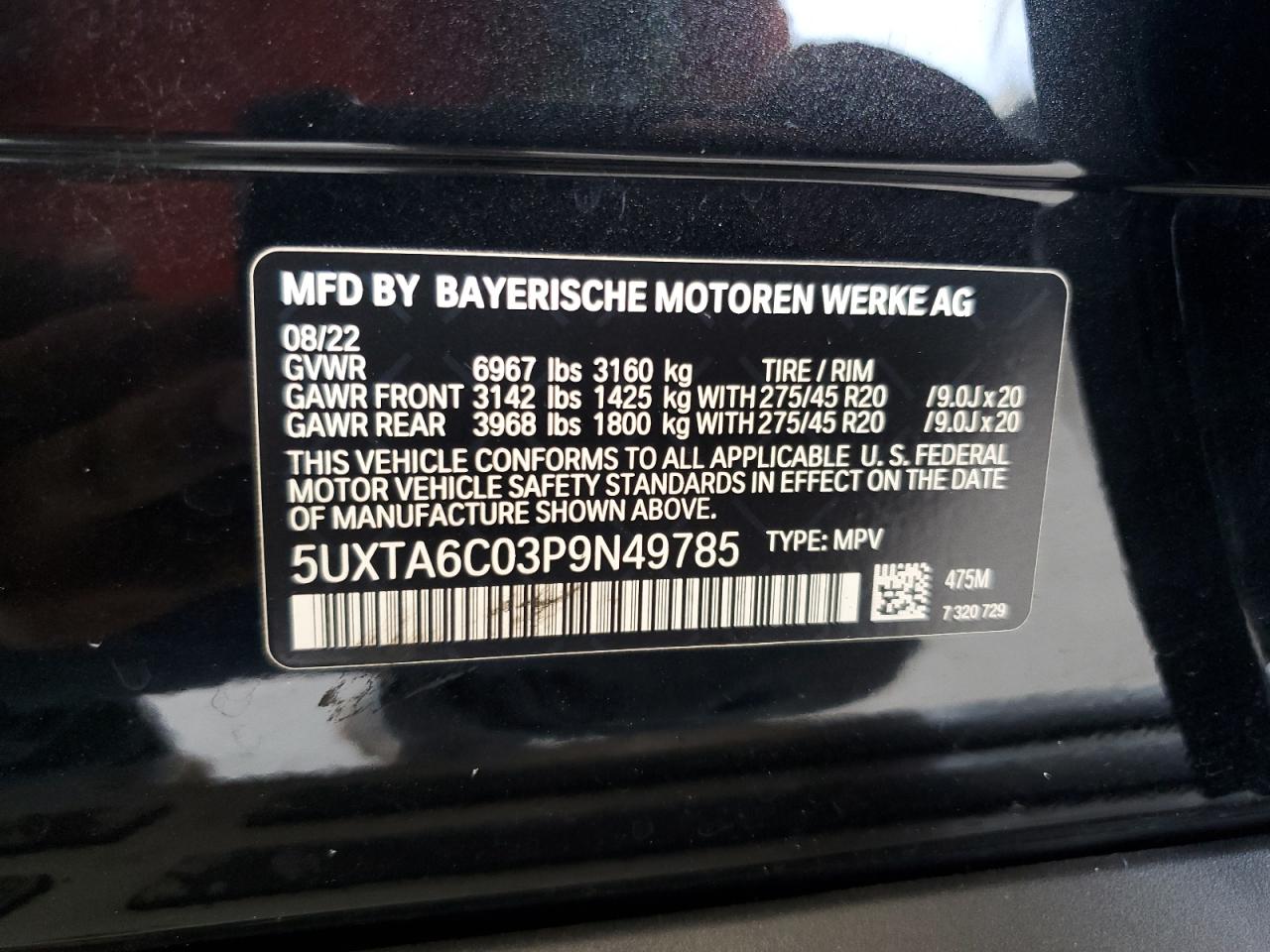 2023 BMW X5 xDrive45E VIN: 5UXTA6C03P9N49785 Lot: 63866384
