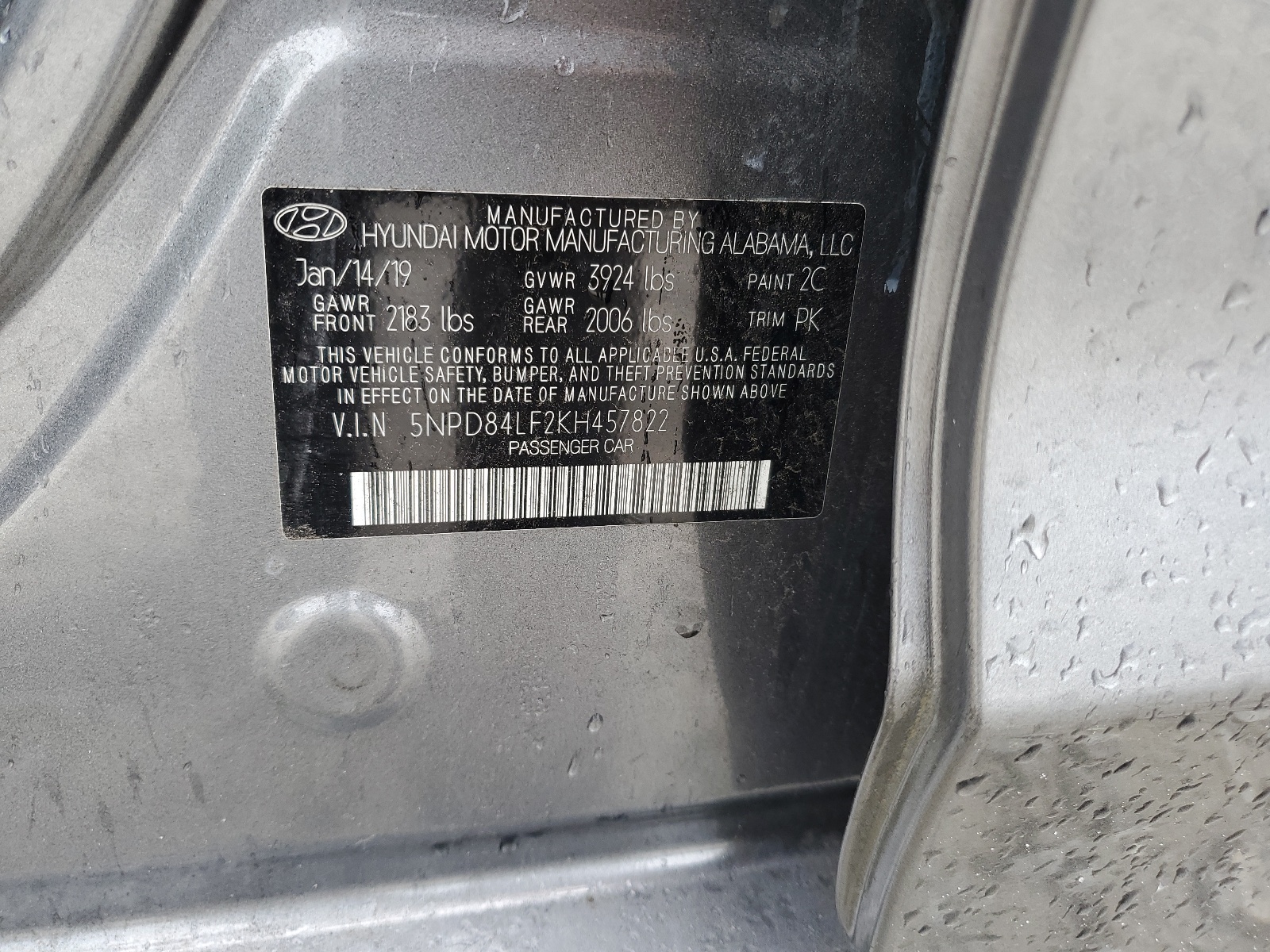 5NPD84LF2KH457822 2019 Hyundai Elantra Sel