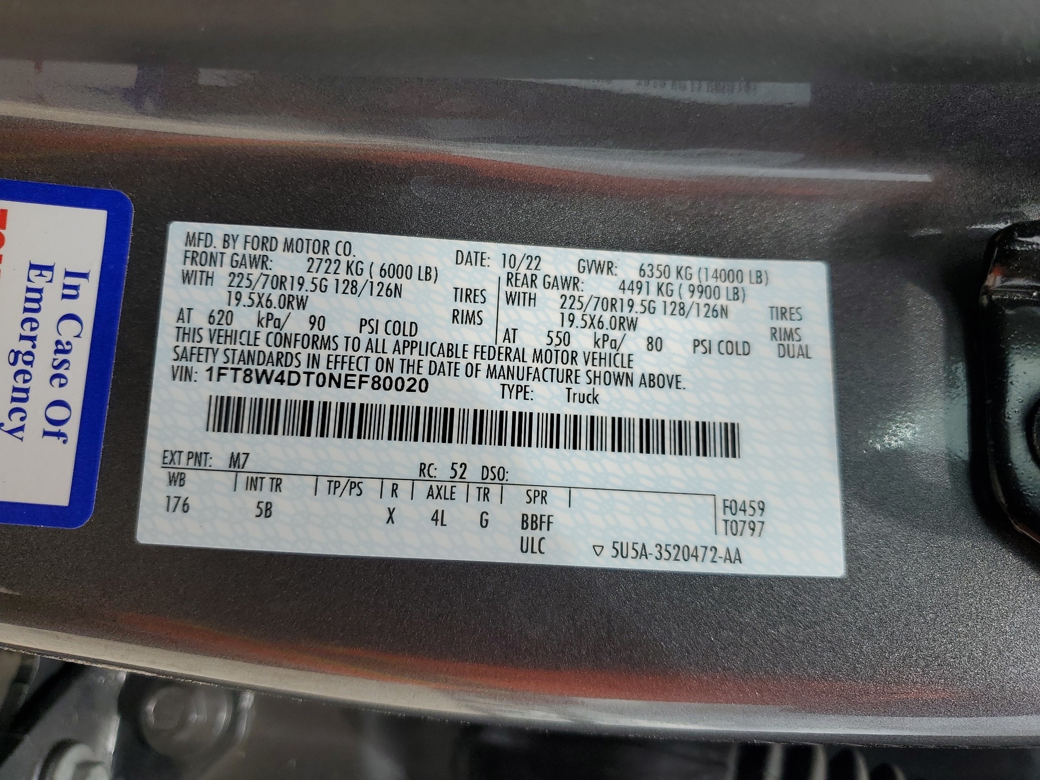 1FT8W4DT0NEF80020 2022 Ford F450 Super Duty