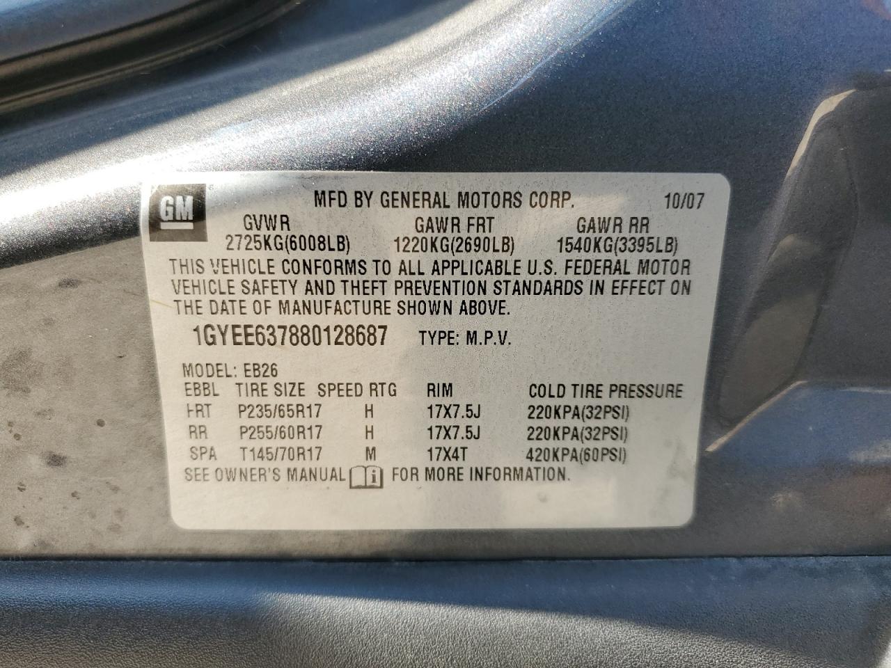 2008 Cadillac Srx VIN: 1GYEE637880128687 Lot: 64224134