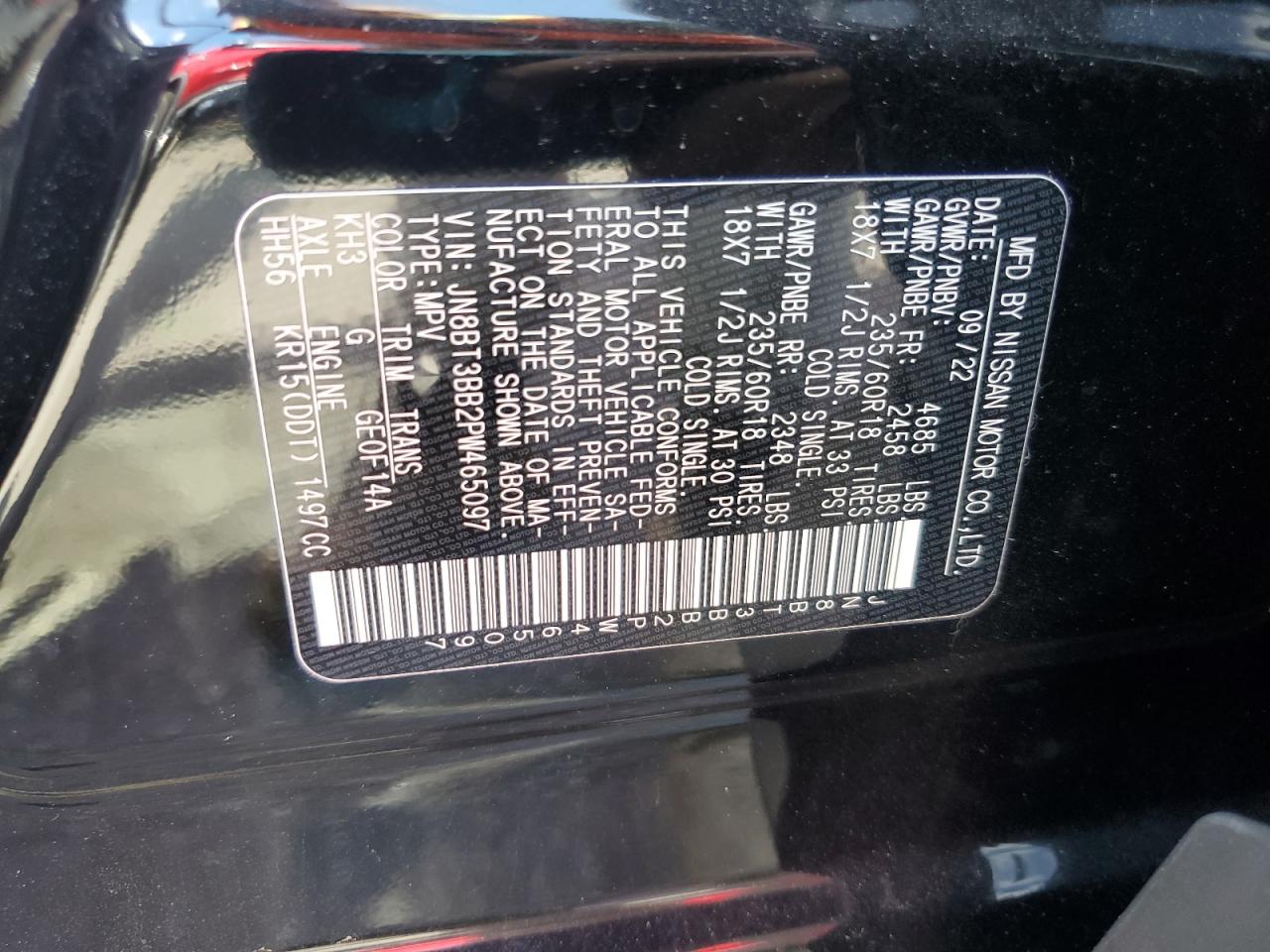 2023 Nissan Rogue Sv VIN: JN8BT3BB2PW465097 Lot: 63172734