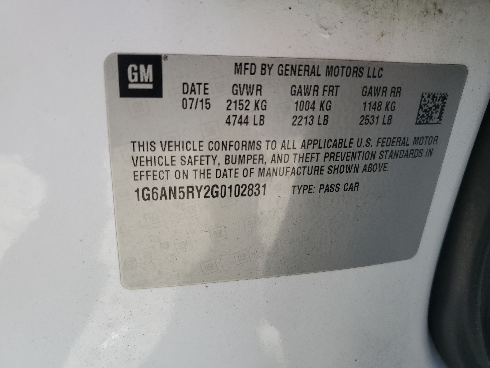 1G6AN5RY2G0102831 2016 Cadillac Ats-V