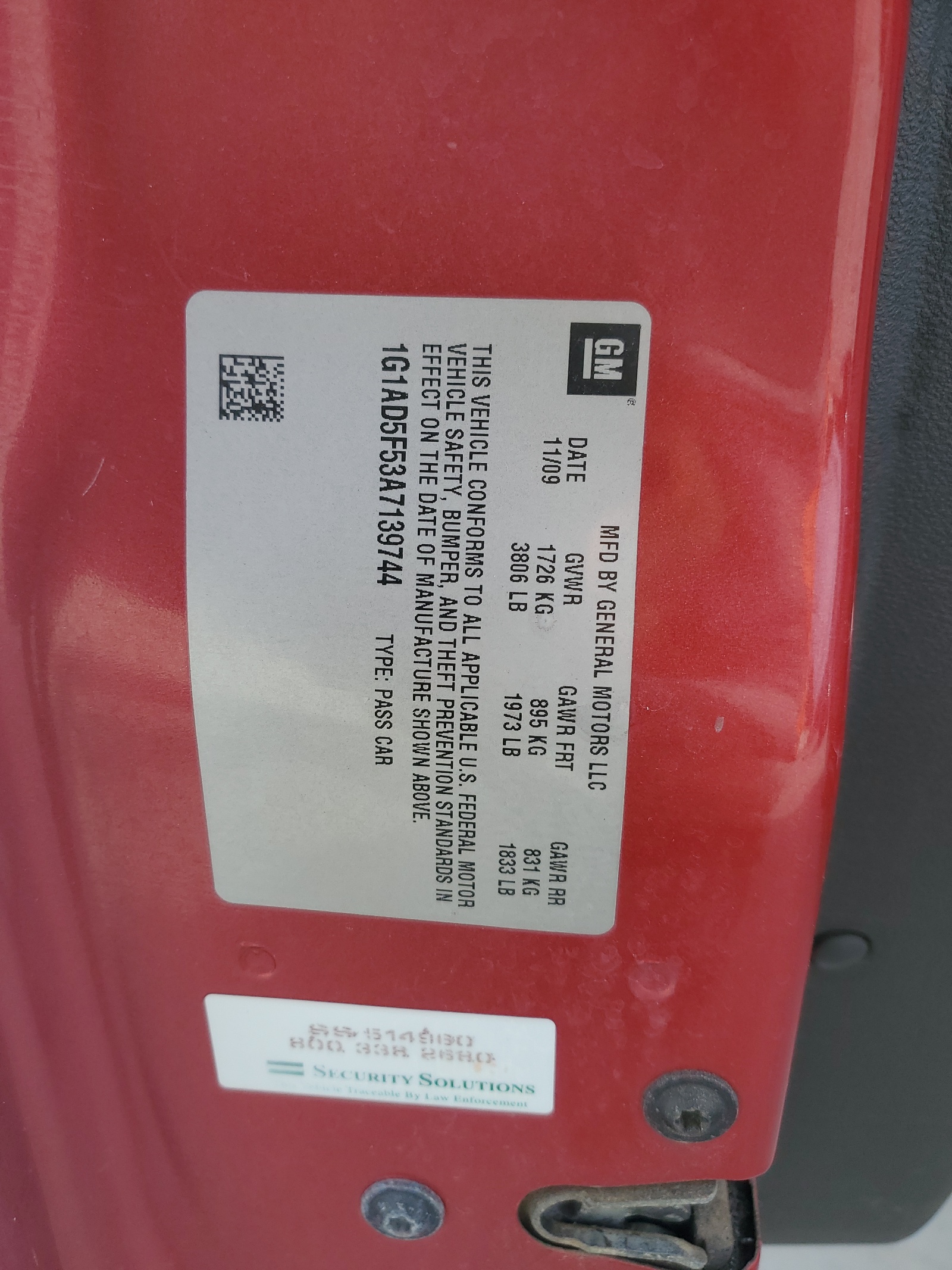 1G1AD5F53A7139744 2010 Chevrolet Cobalt 1Lt