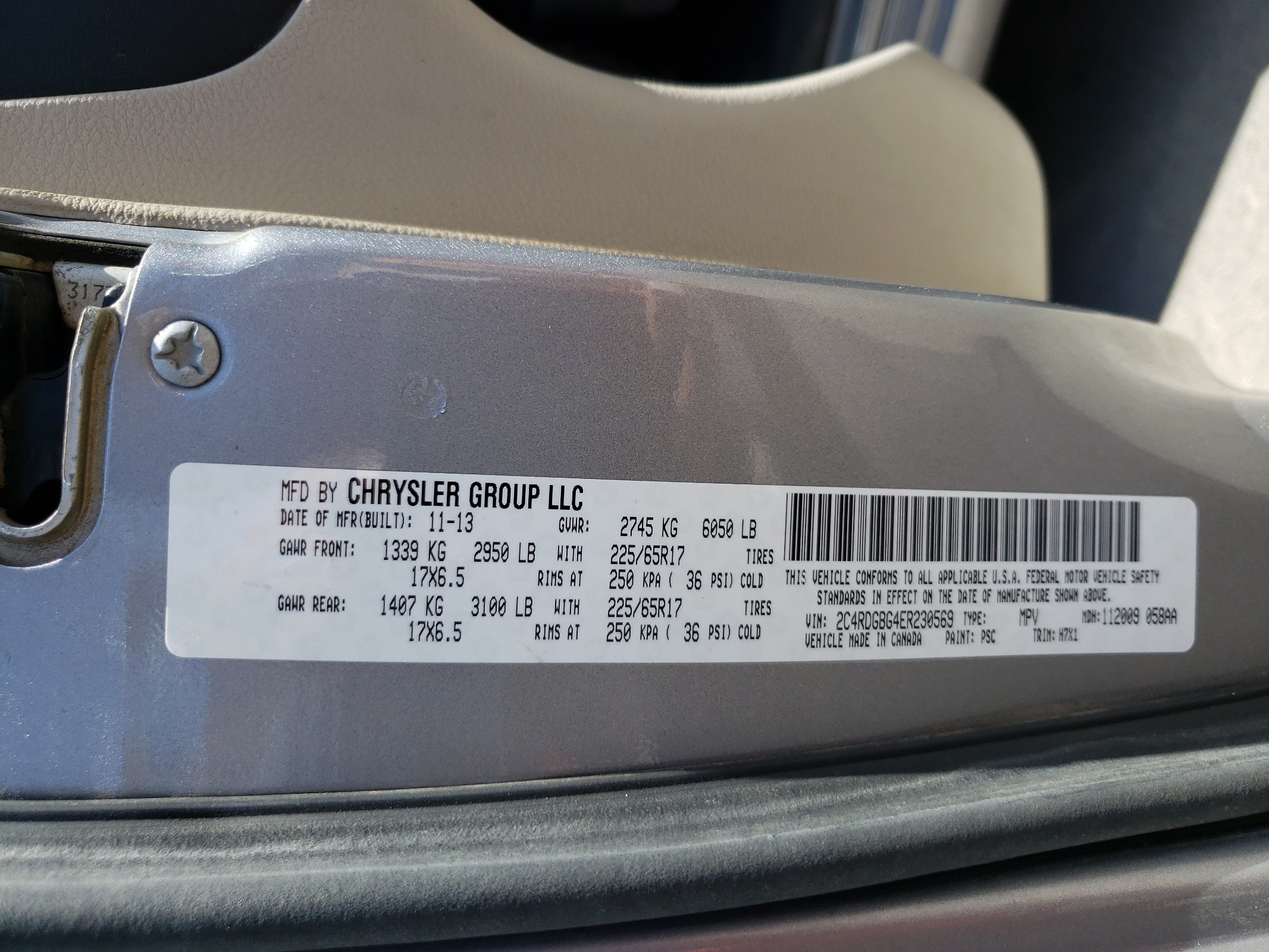 2C4RDGBG4ER230569 2014 Dodge Grand Caravan Se