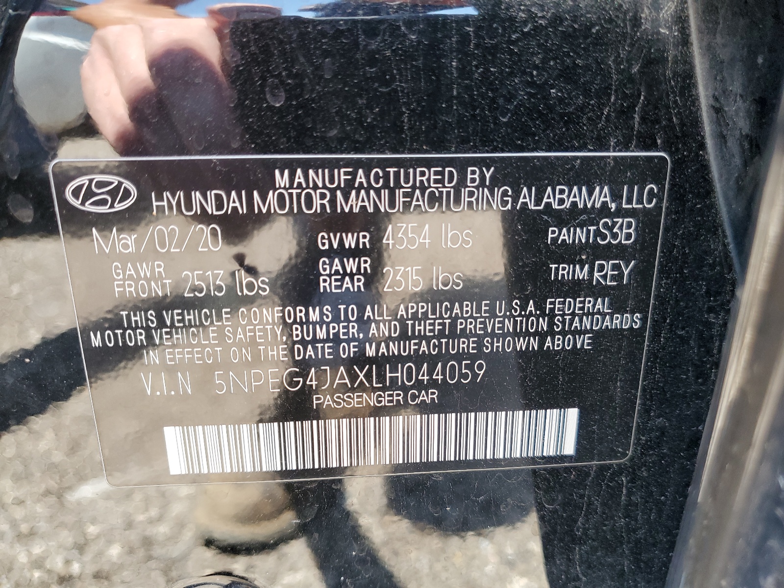 5NPEG4JAXLH044059 2020 Hyundai Sonata Se