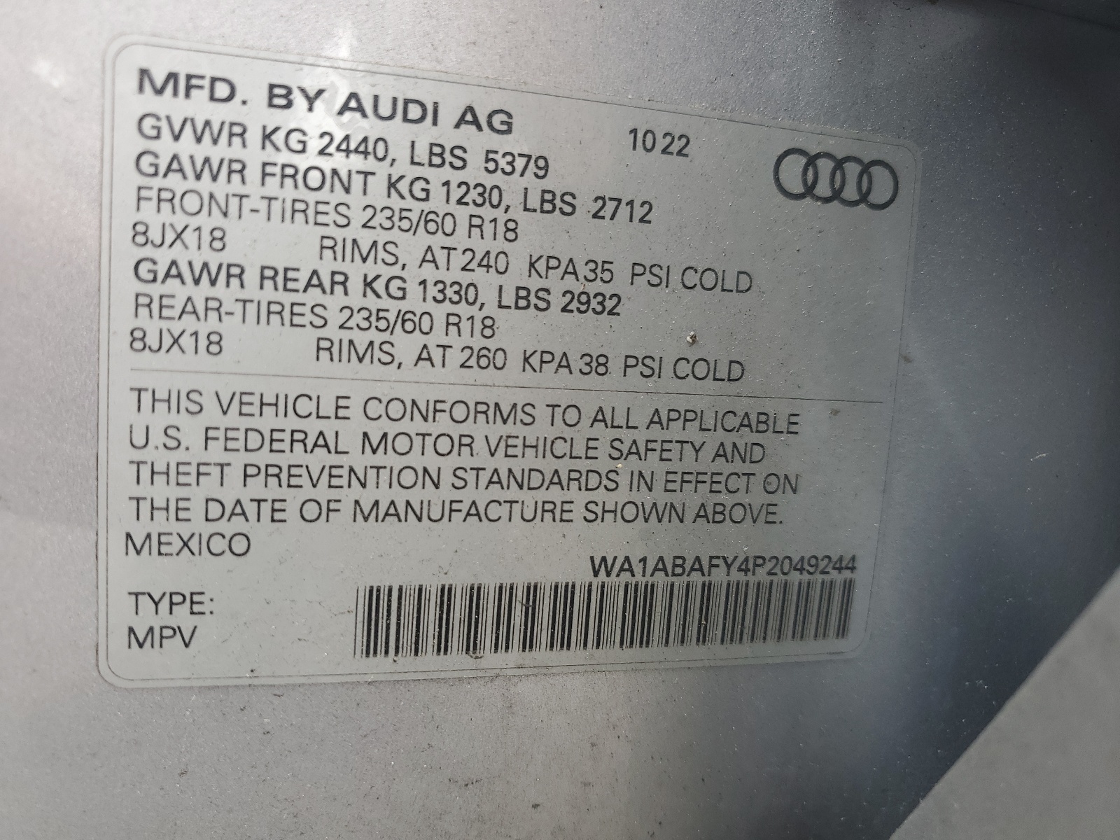 2023 Audi Q5 Premium 40 vin: WA1ABAFY4P2049244