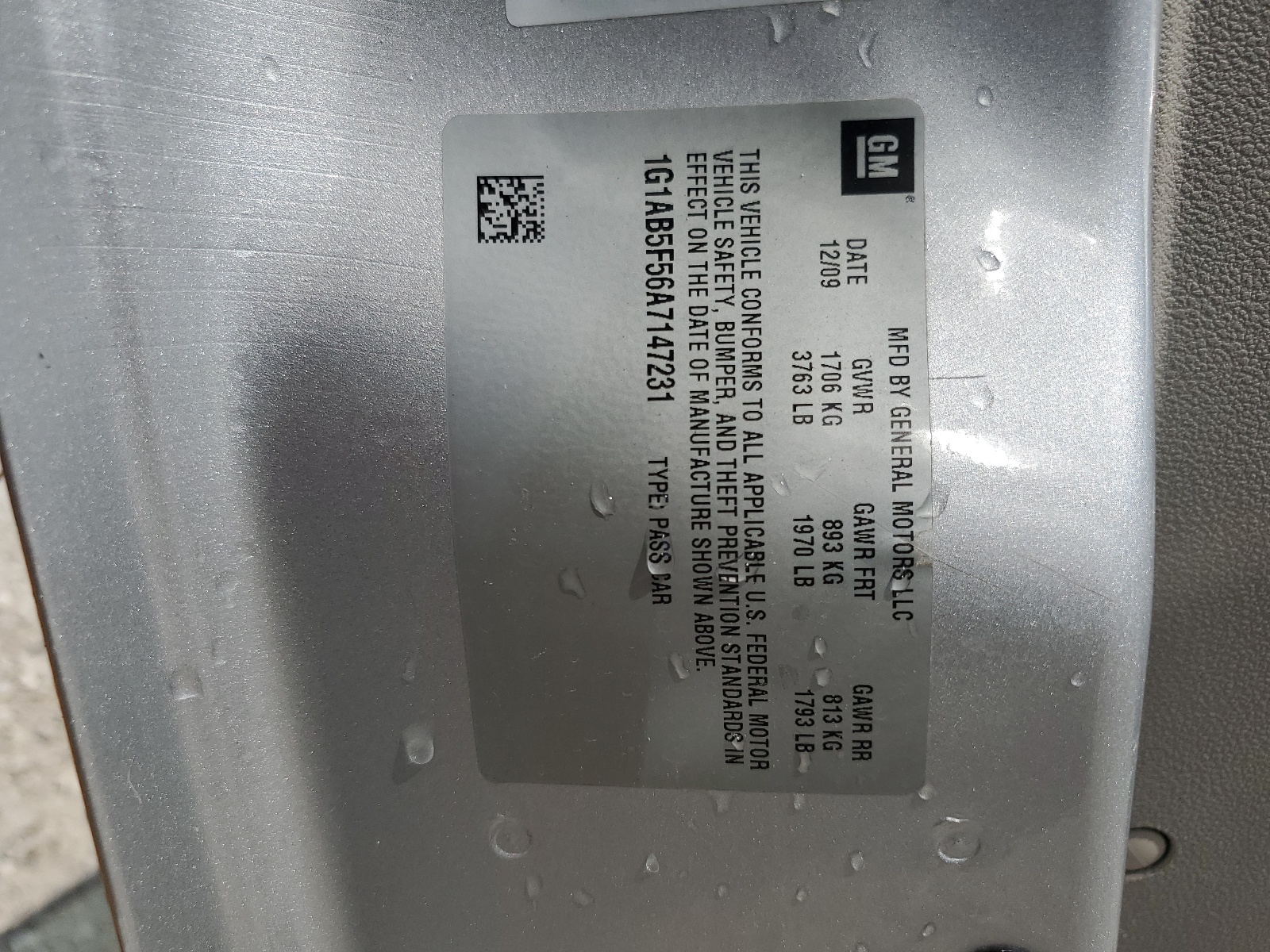 1G1AB5F56A7147231 2010 Chevrolet Cobalt Ls