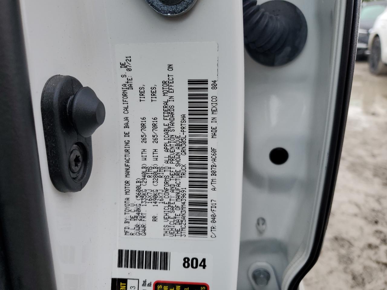 2021 Toyota Tacoma Double Cab VIN: 3TMCZ5AN3MM439691 Lot: 64432164