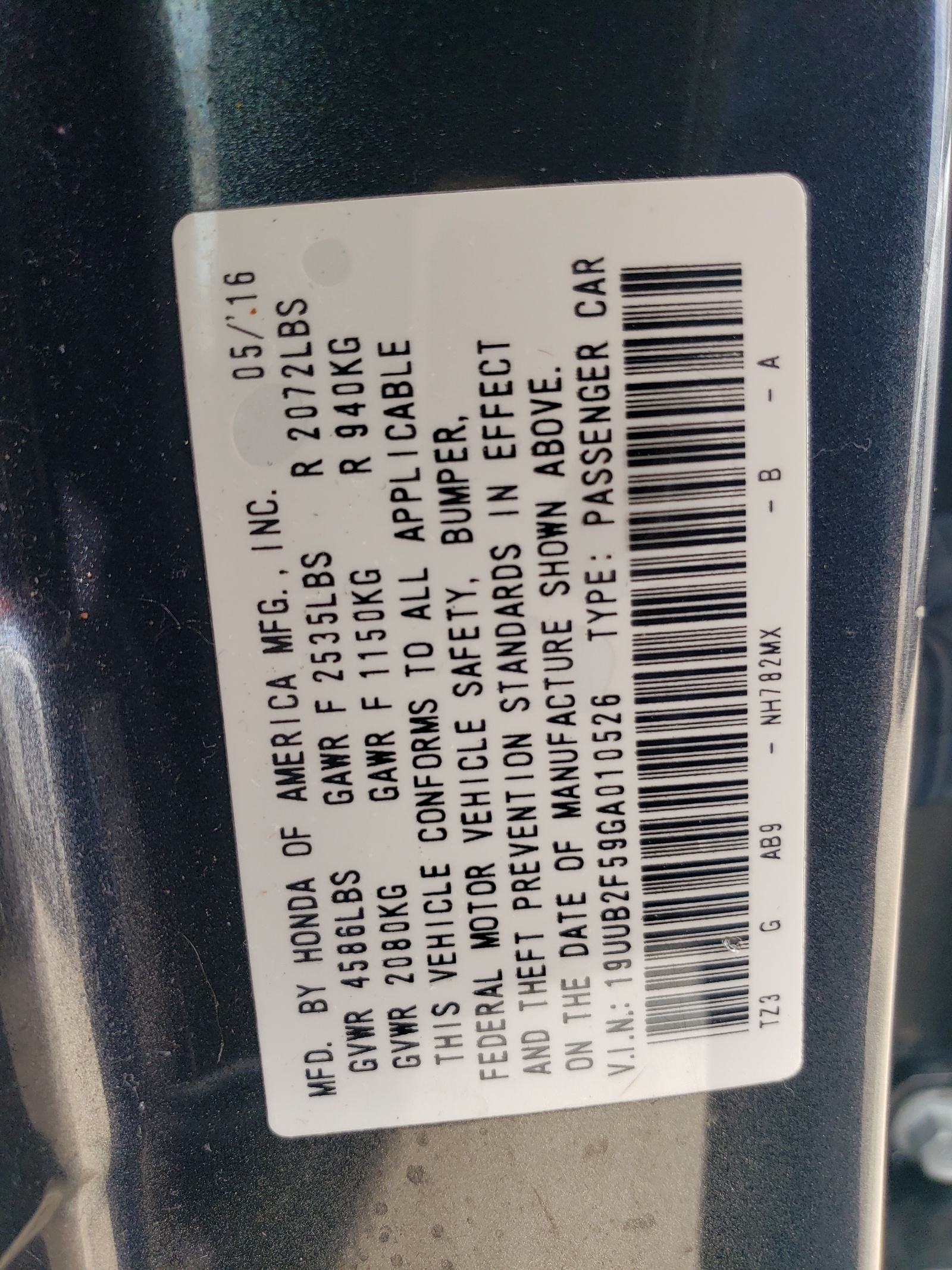 19UUB2F59GA010526 2016 Acura Tlx Tech