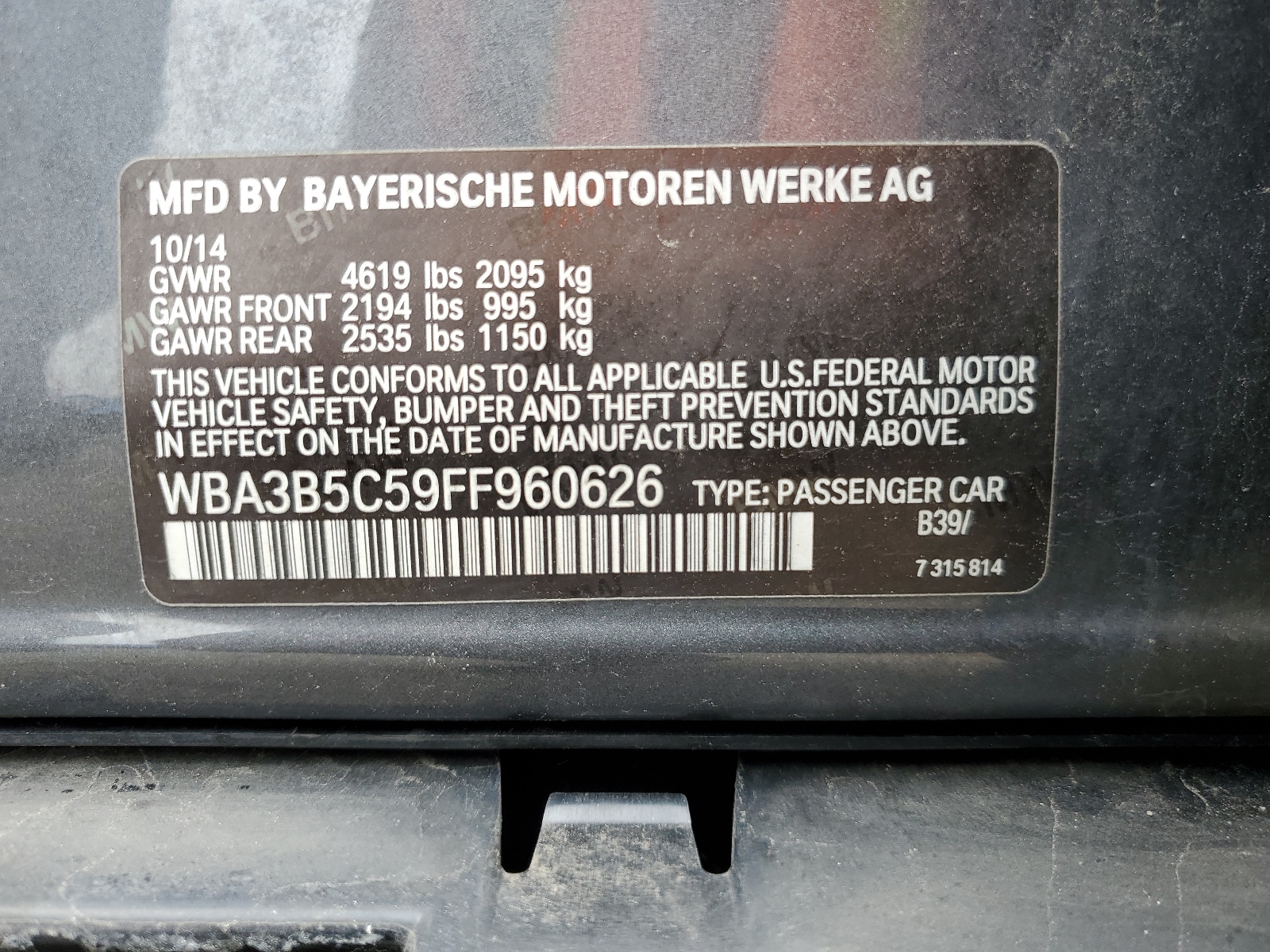 WBA3B5C59FF960626 2015 BMW 328 Xi Sulev