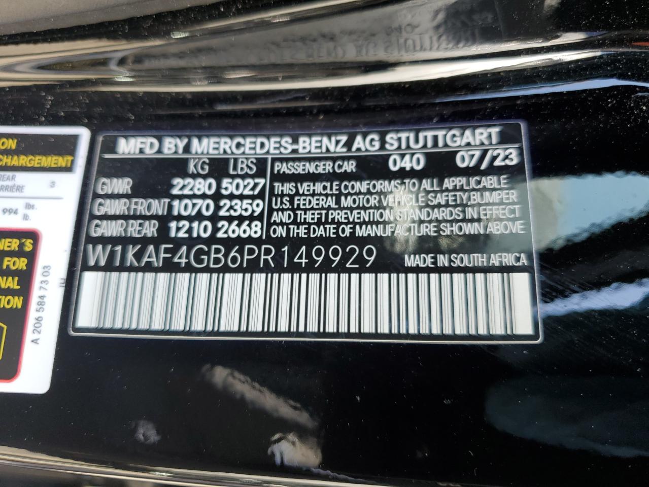 W1KAF4GB6PR149929 Mercedes-Benz C-Class C 300 12