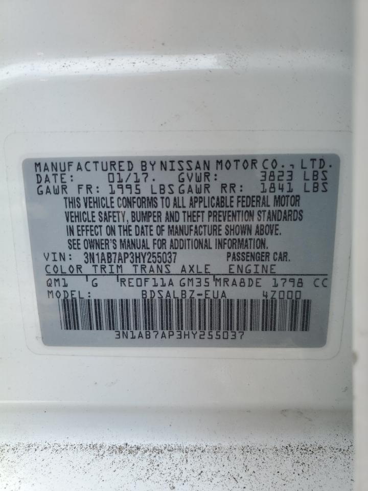 2017 Nissan Sentra S VIN: 3N1AB7AP3HY255037 Lot: 61031244