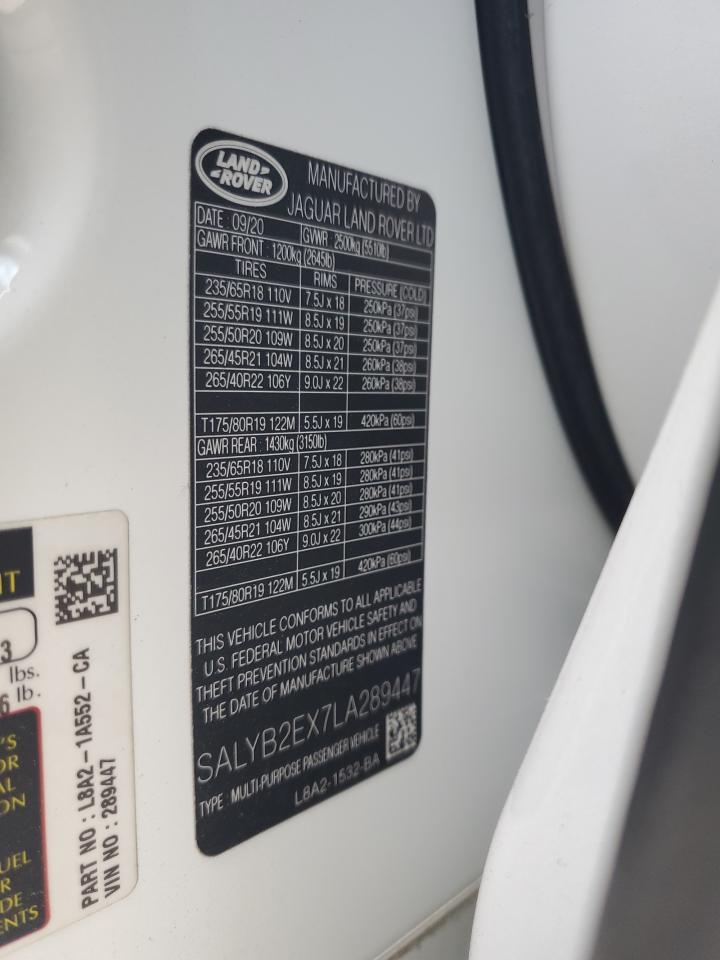 2020 Land Rover Range Rover Velar S VIN: SALYB2EX7LA289447 Lot: 62392354