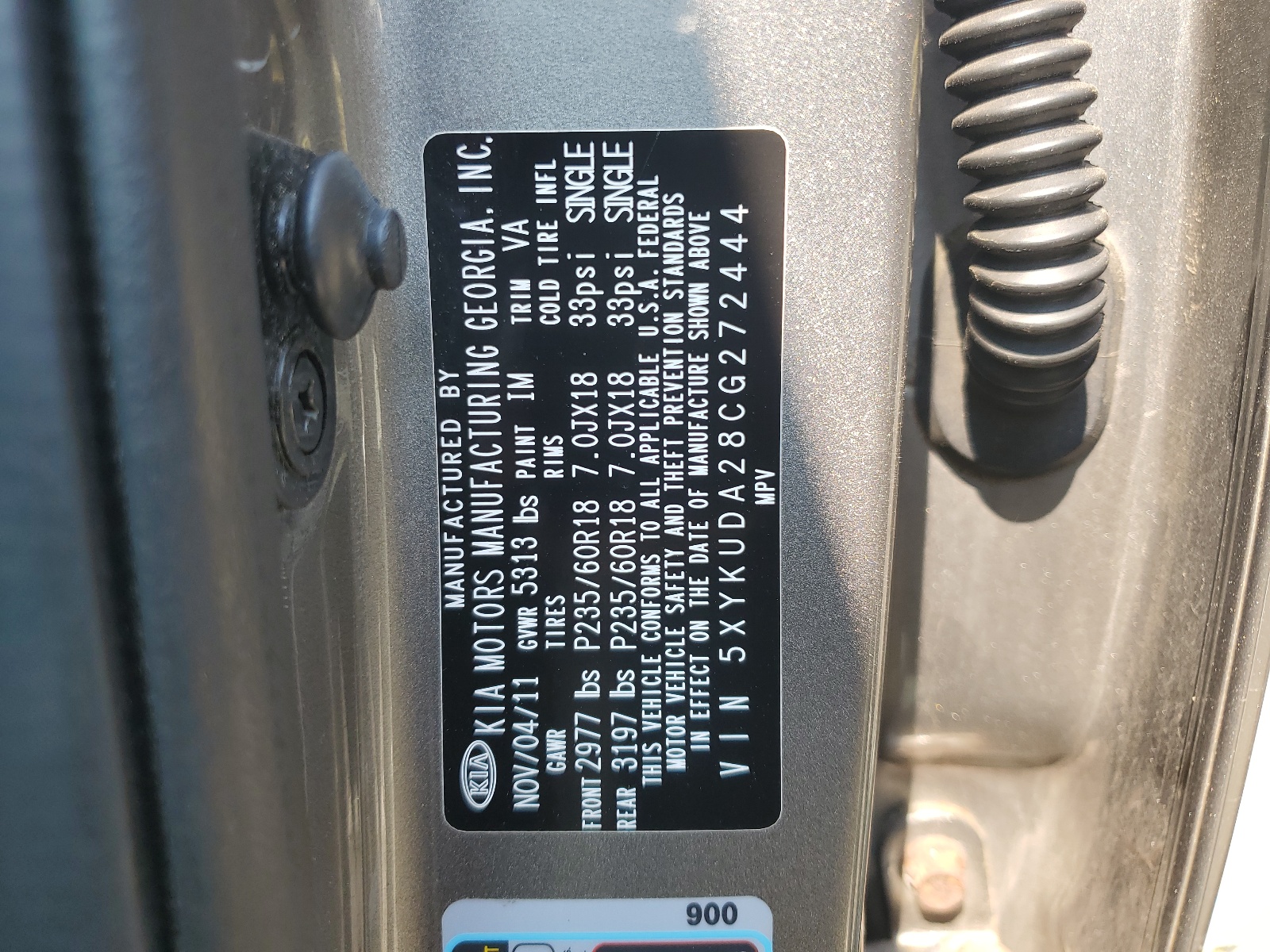 5XYKUDA28CG272444 2012 Kia Sorento Ex