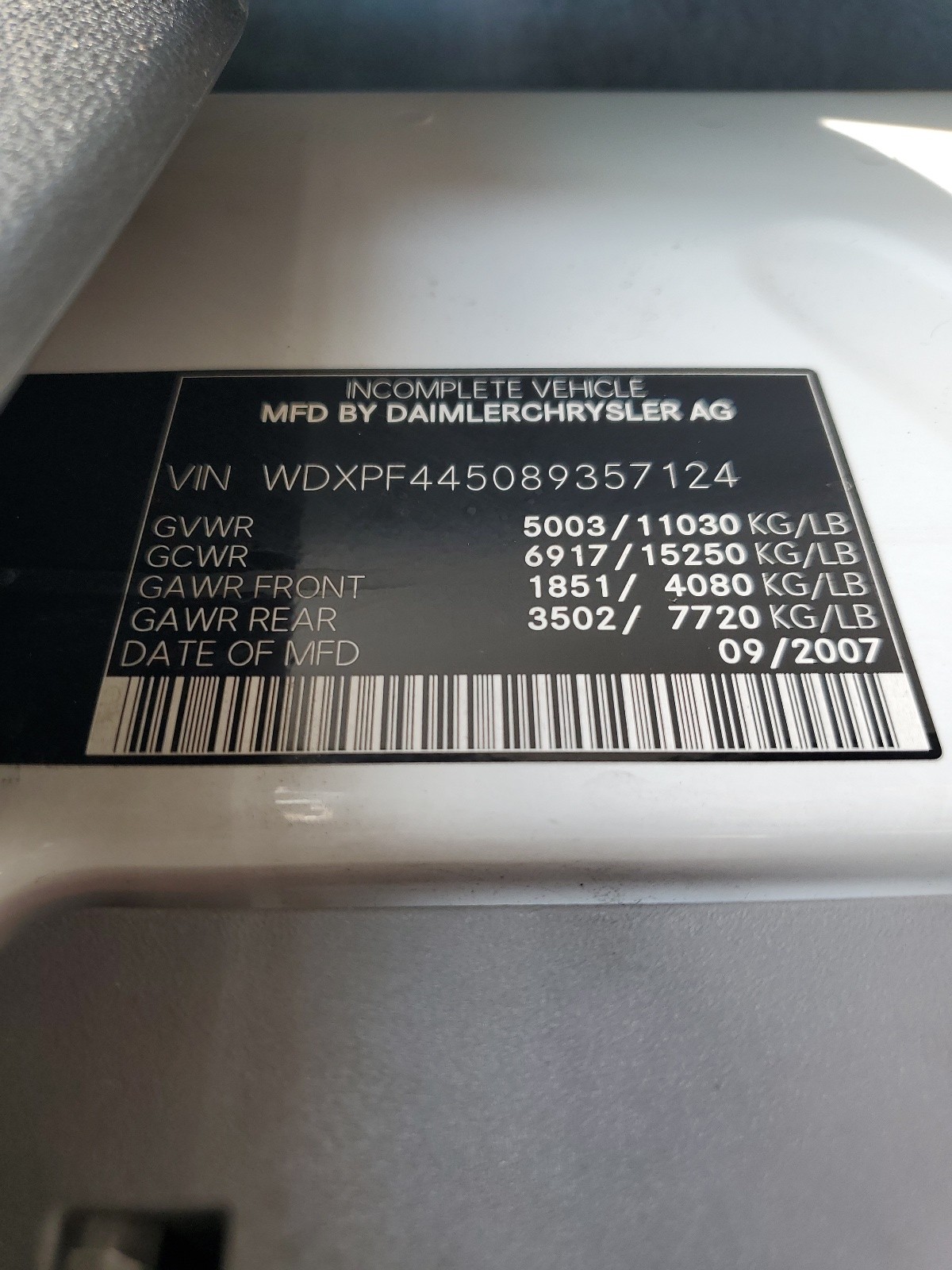 WDXPF445089357124 2008 Dodge Sprinter 3500