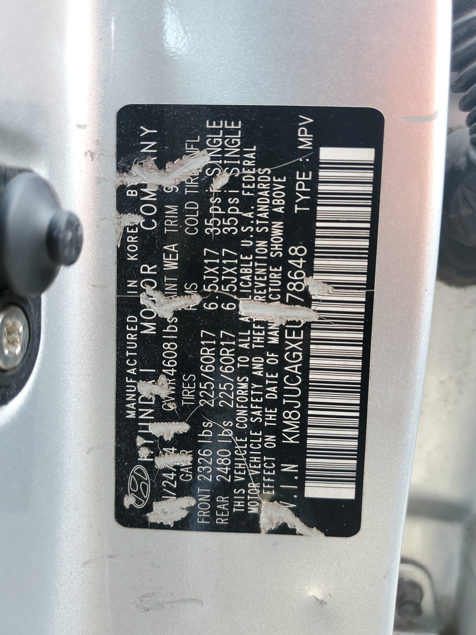 KM8JUCAGXEU878648 2014 Hyundai Tucson Gls