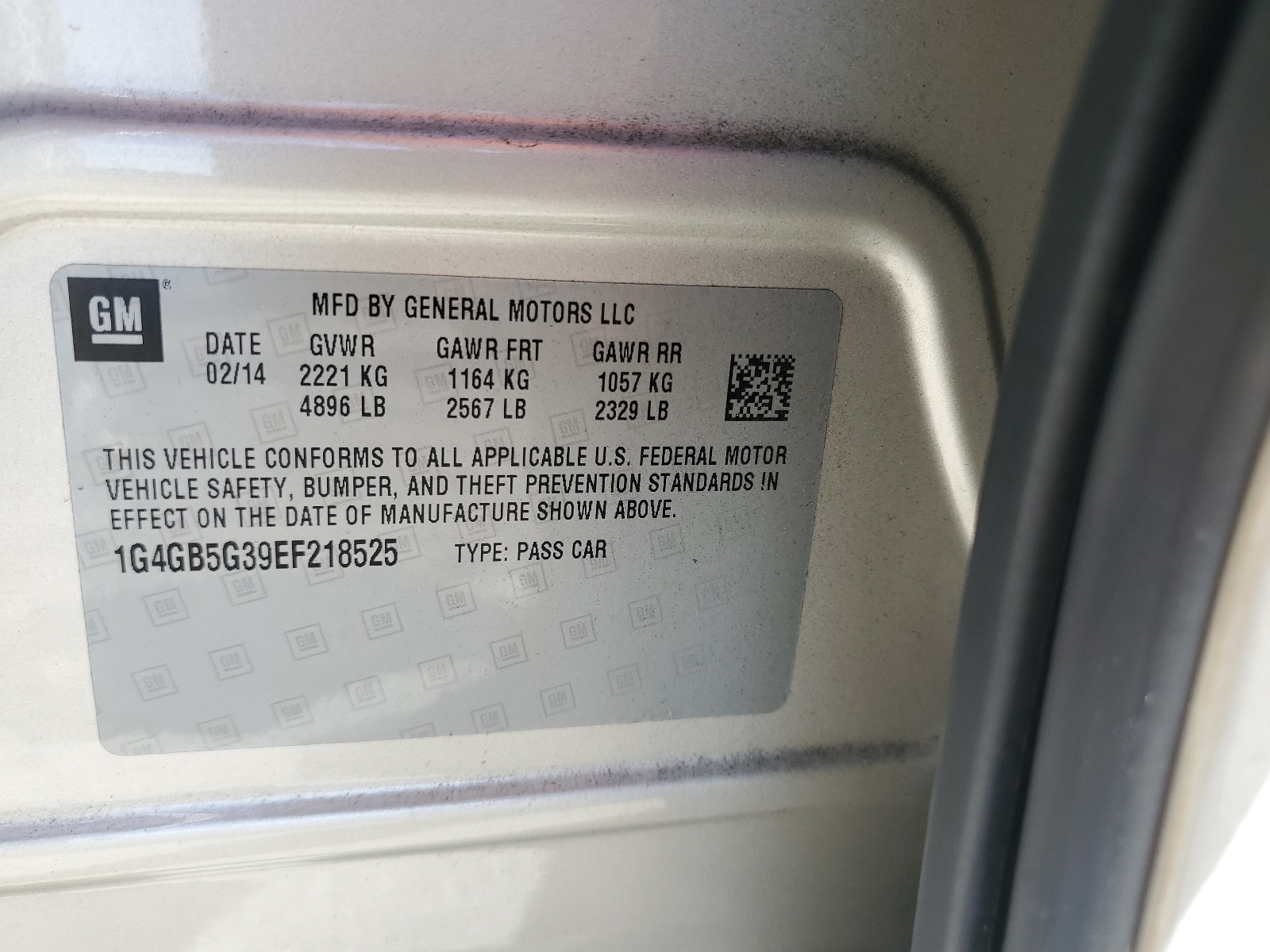 1G4GB5G39EF218525 2014 Buick Lacrosse