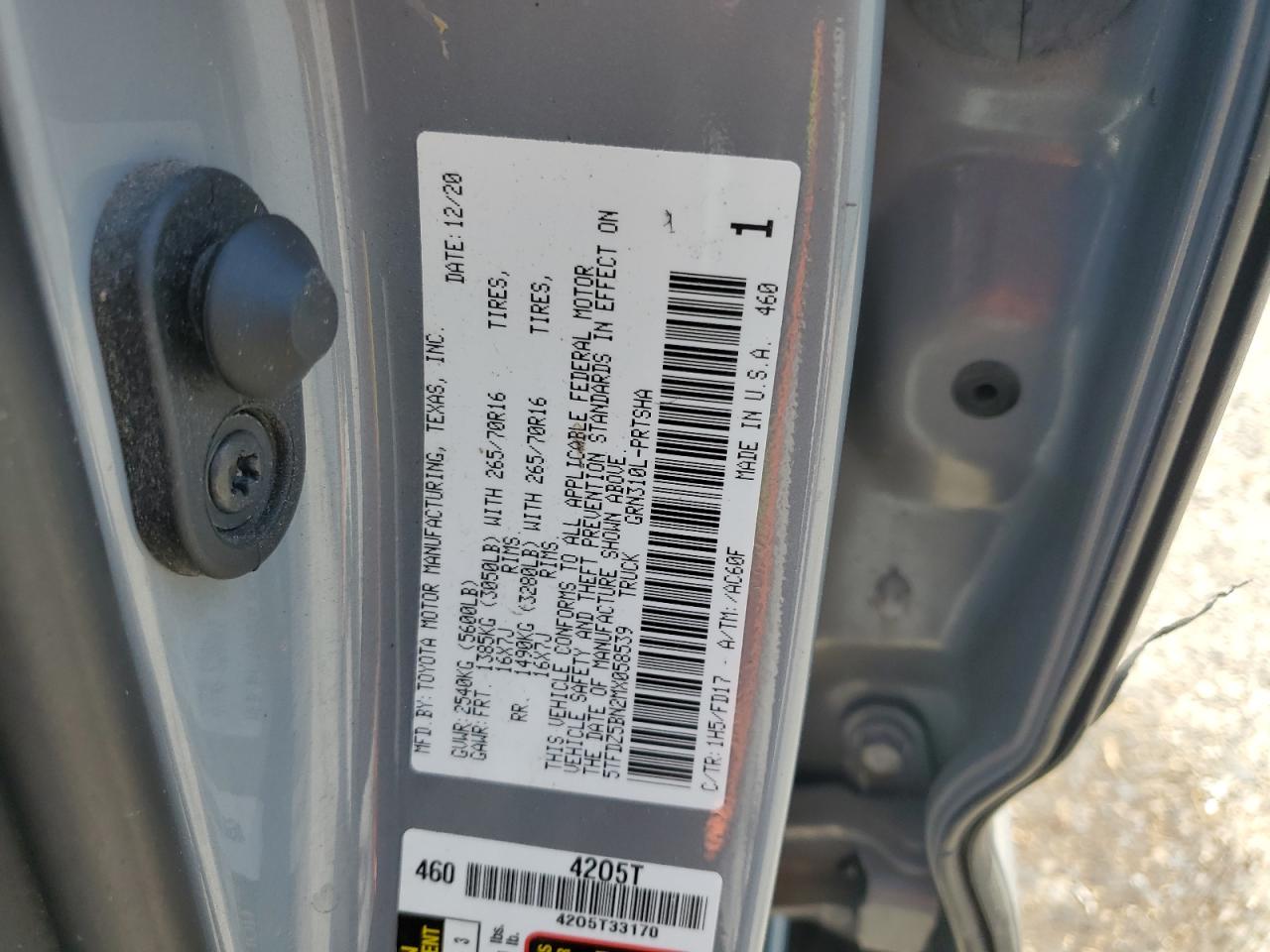 2021 Toyota Tacoma Double Cab VIN: 5TFDZ5BN2MX058539 Lot: 61410024