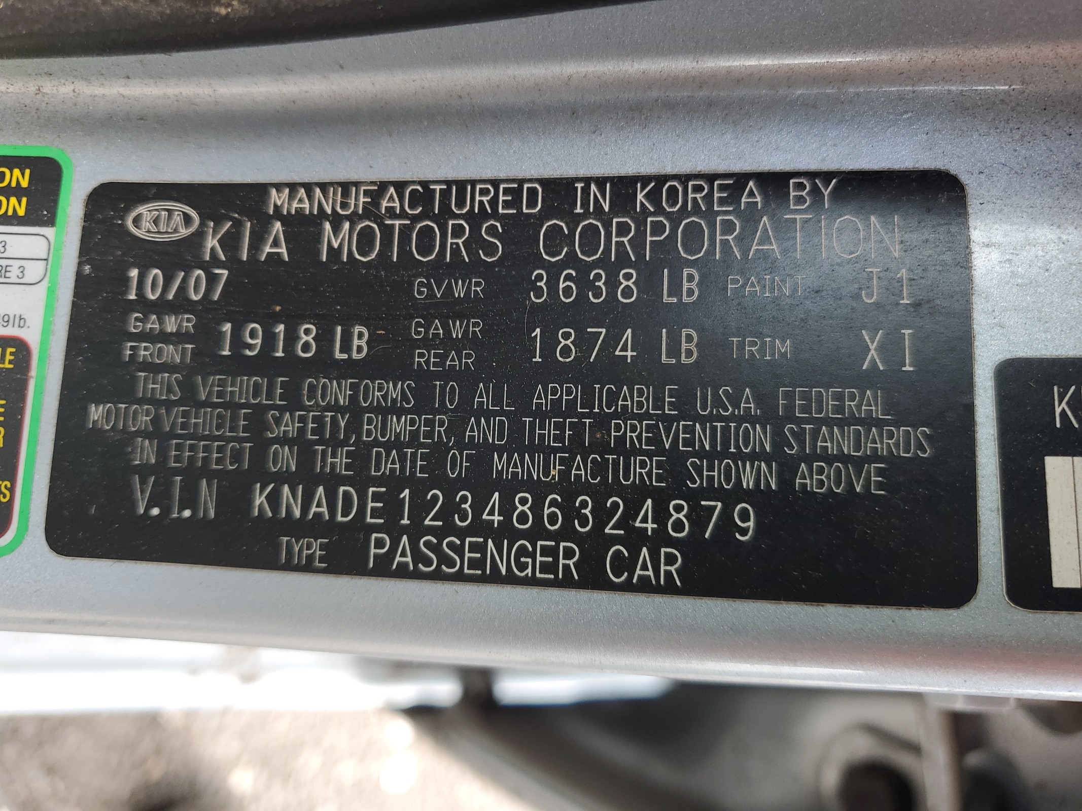 KNADE123486324879 2008 Kia Rio Base