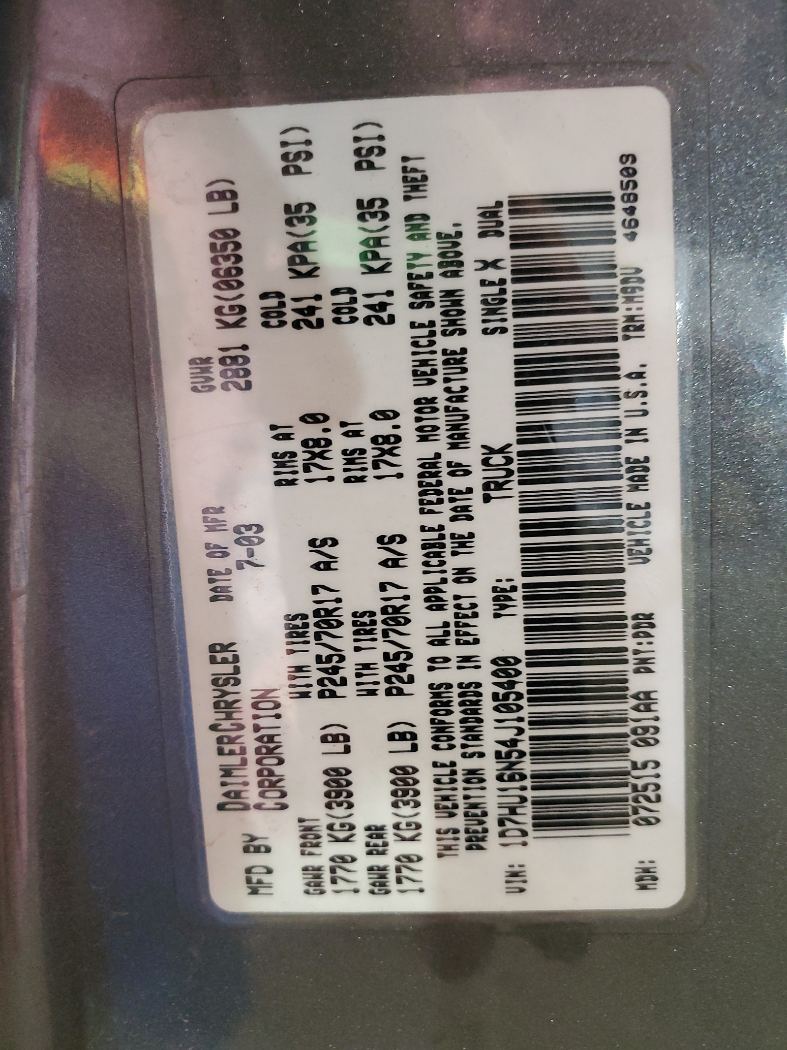 1D7HU16N54J105400 2004 Dodge Ram 1500 St