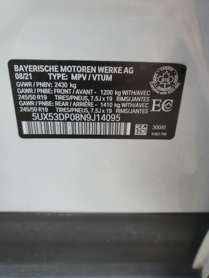 2022 BMW X3 xDrive30I VIN: 5UX53DP08N9J14095 Lot: 63689714