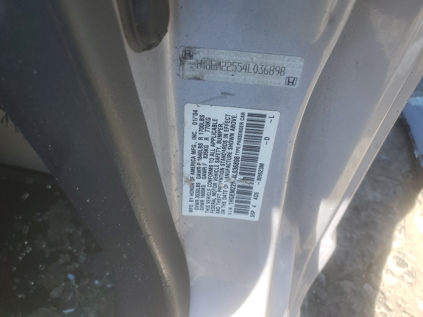 1HGEM22554L036898 2004 Honda Civic Lx