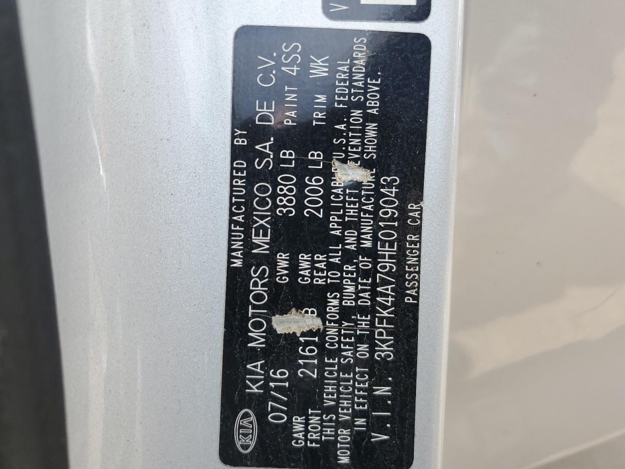 2017 Kia Forte Lx VIN: 3KPFK4A79HE019043 Lot: 61899534