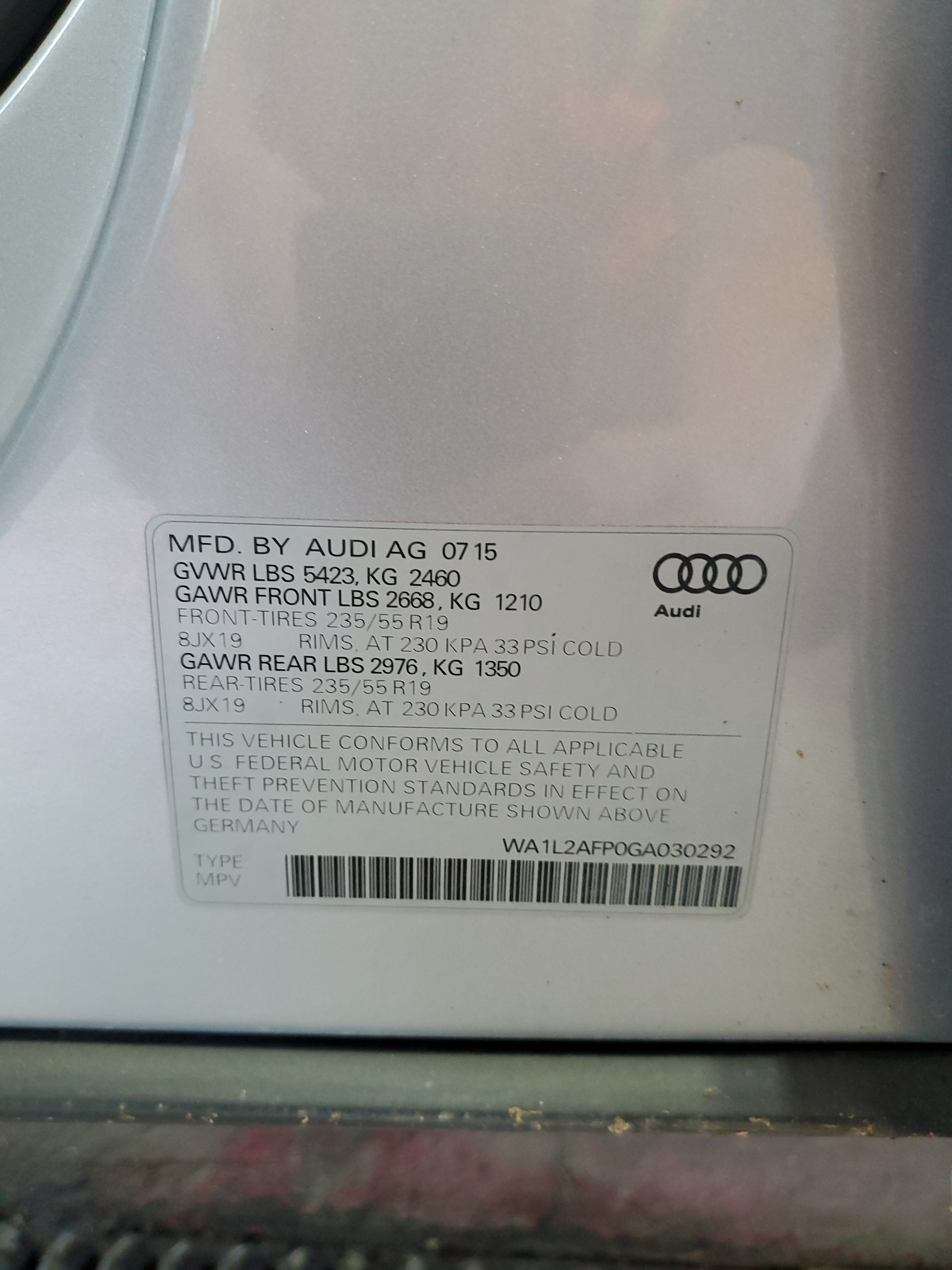 WA1L2AFP0GA030292 2016 Audi Q5 Premium Plus