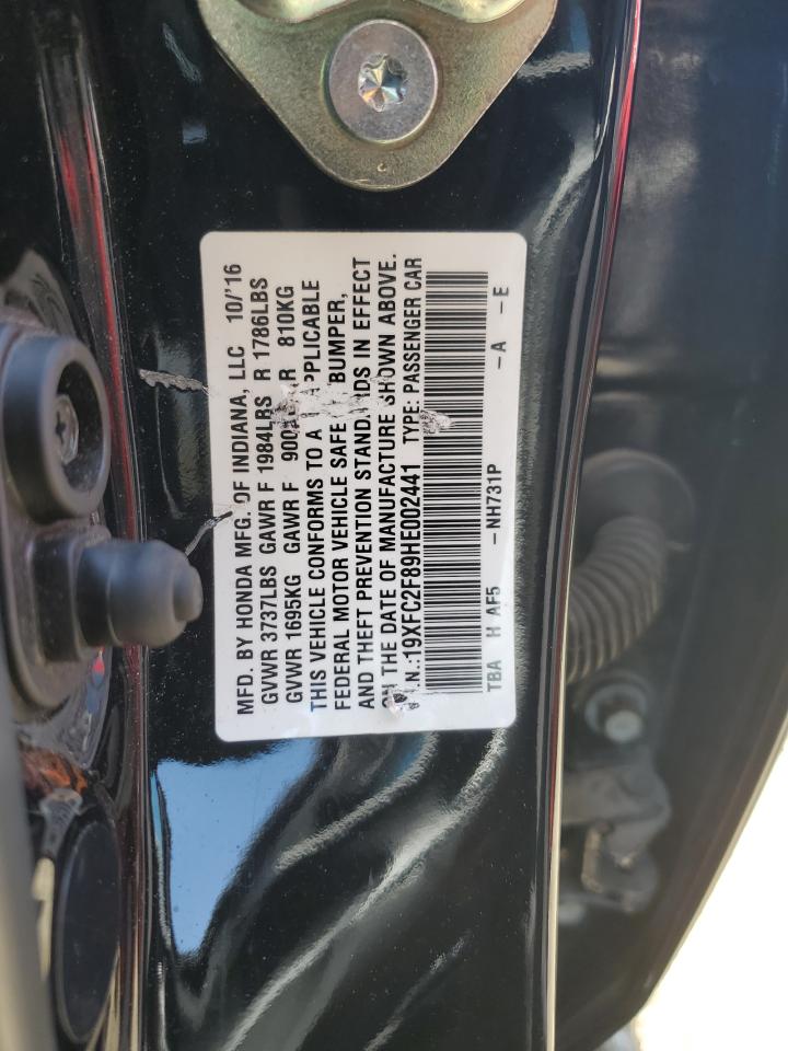 19XFC2F89HE002441 2017 Honda Civic Ex