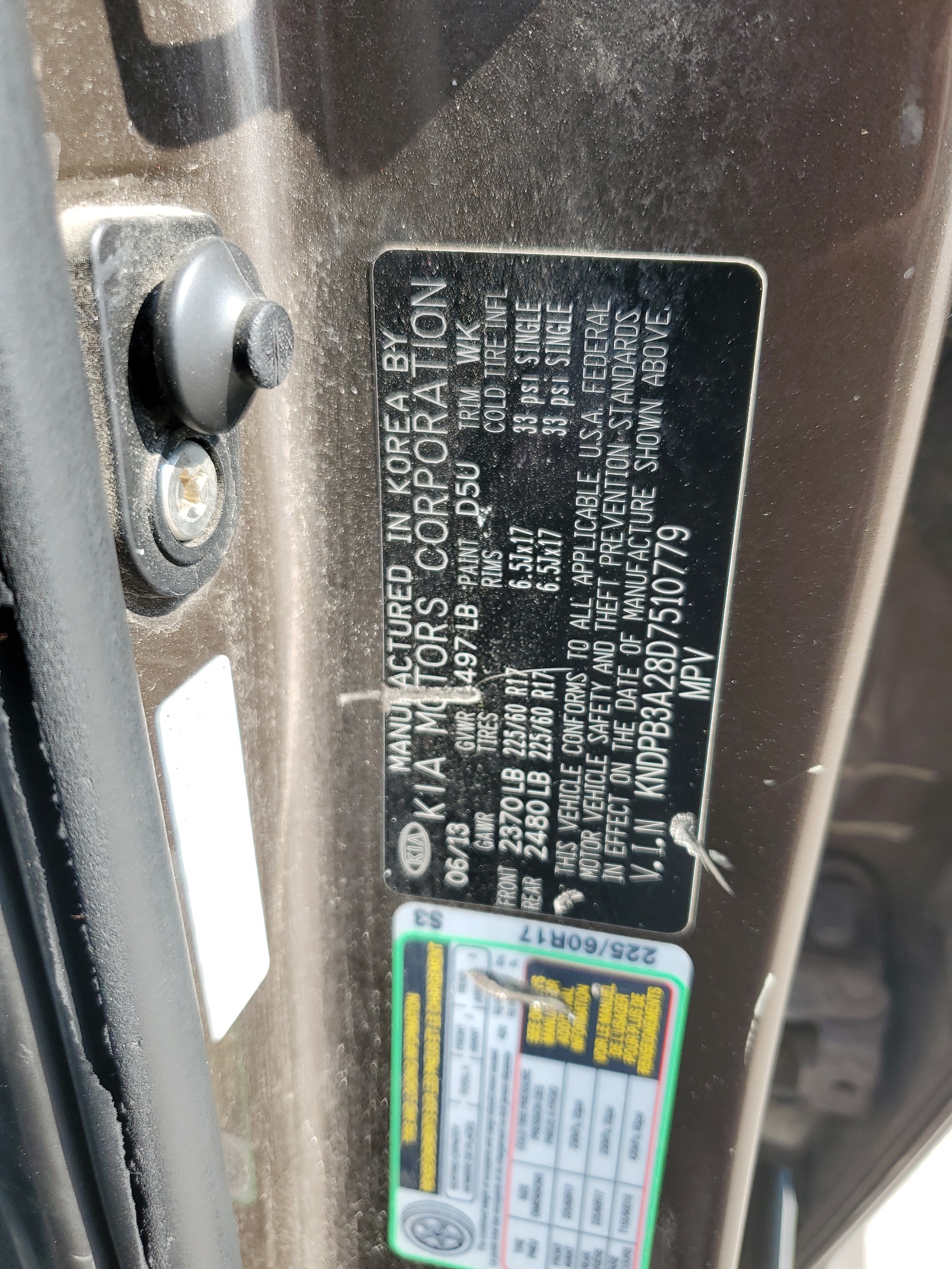 KNDPB3A28D7510779 2013 Kia Sportage Base