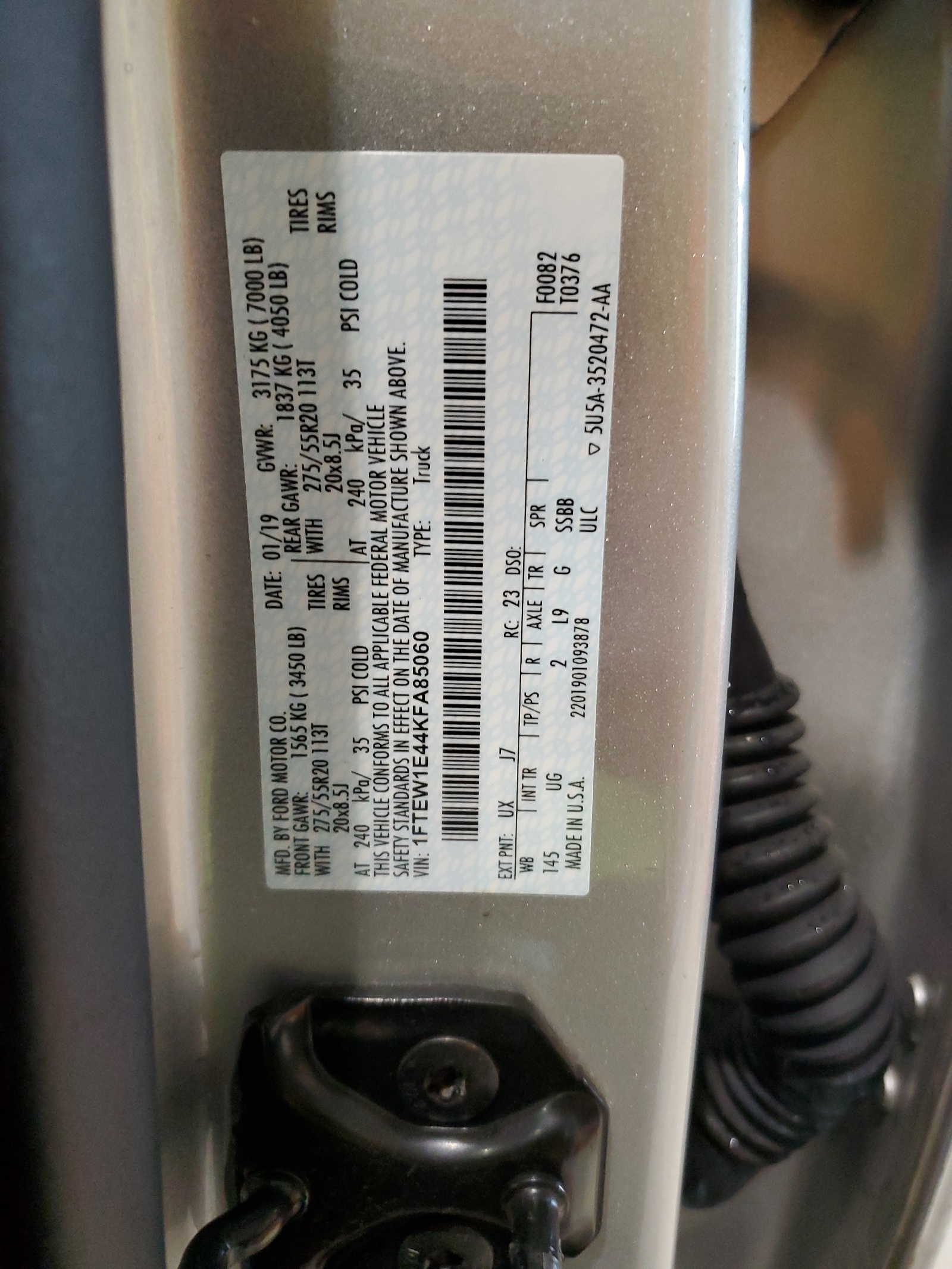 1FTEW1E44KFA85060 2019 Ford F150 Supercrew