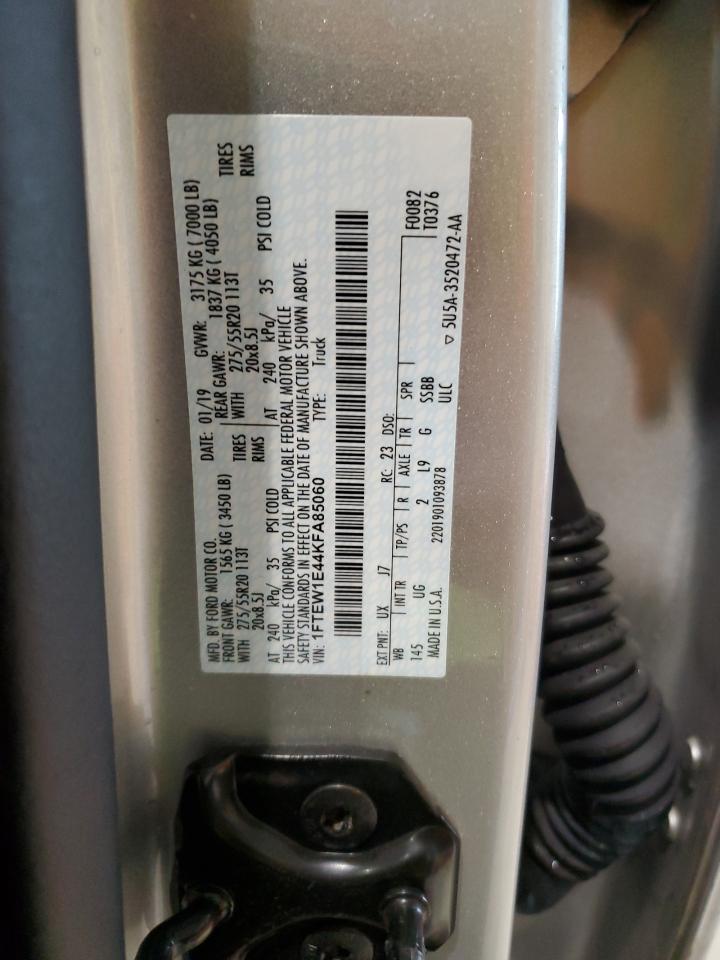 2019 Ford F150 Supercrew VIN: 1FTEW1E44KFA85060 Lot: 63880804