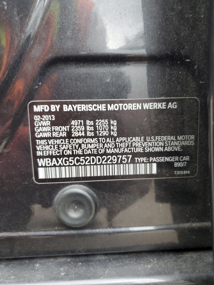 2013 BMW 528 I VIN: WBAXG5C52DD229757 Lot: 62902504