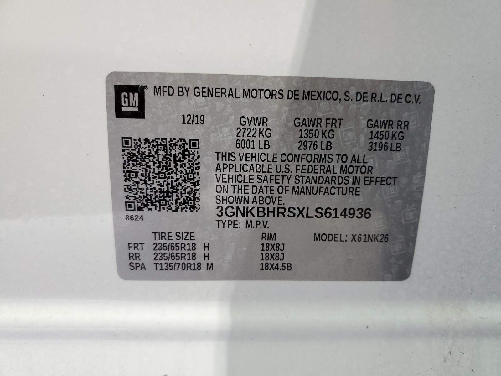 3GNKBHRSXLS614936 2020 Chevrolet Blazer 2Lt