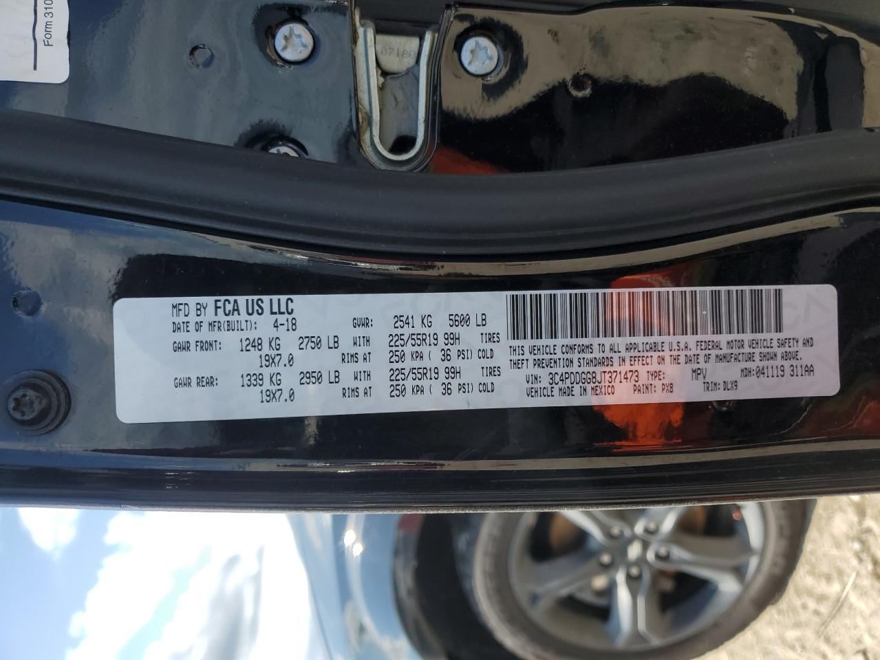 2018 Dodge Journey Crossroad VIN: 3C4PDDGG8JT371473 Lot: 63402324