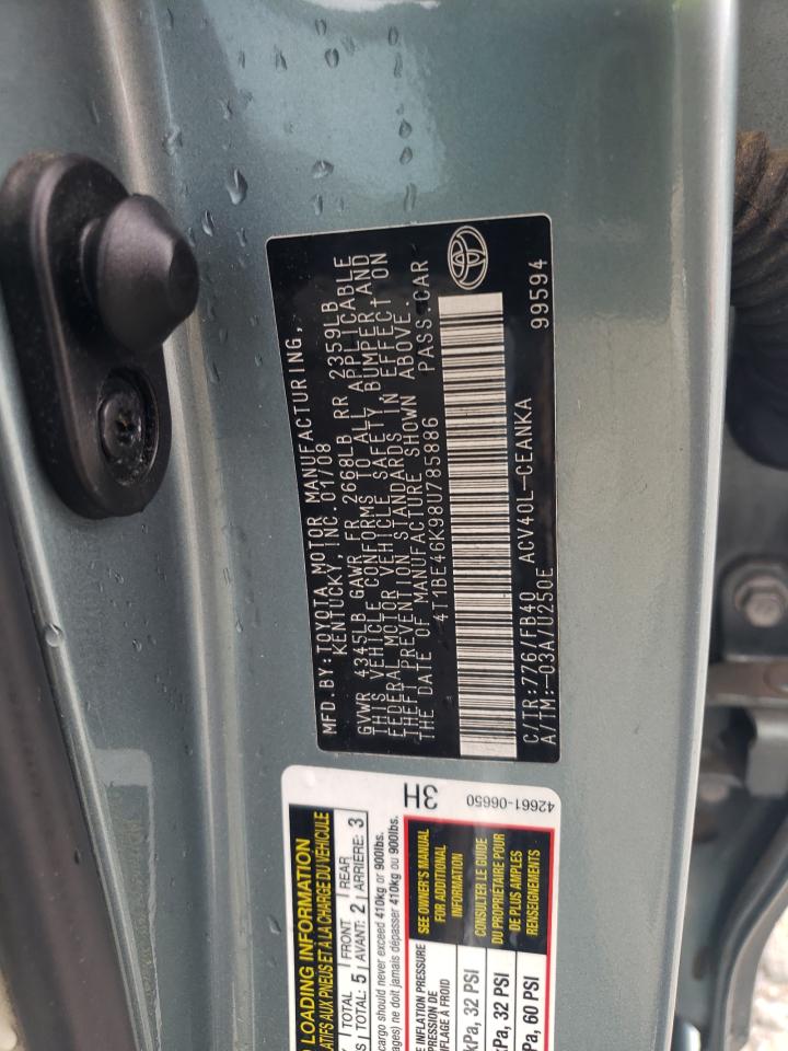 4T1BE46K98U785886 2008 Toyota Camry Ce