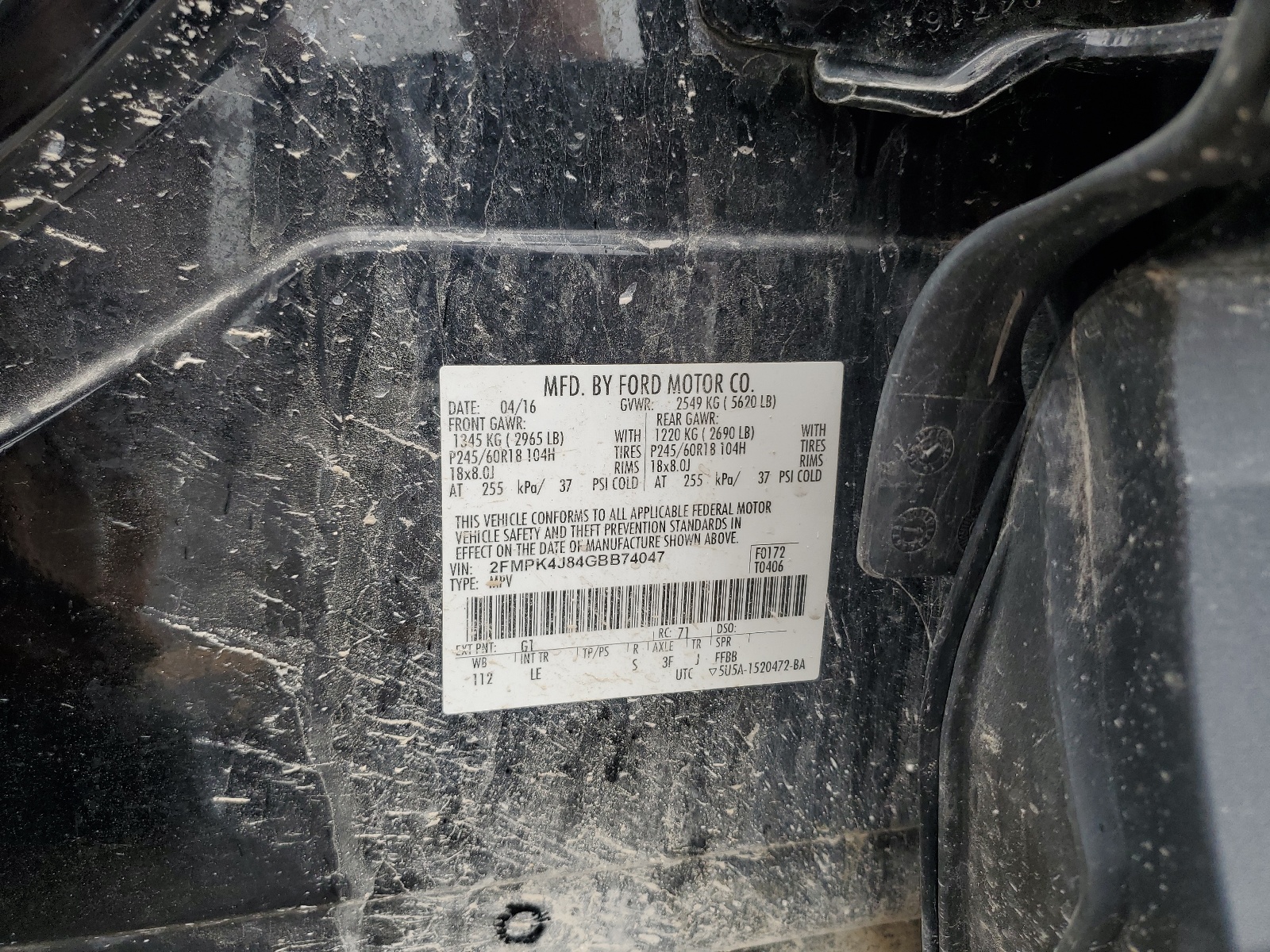 2FMPK4J84GBB74047 2016 Ford Edge Sel