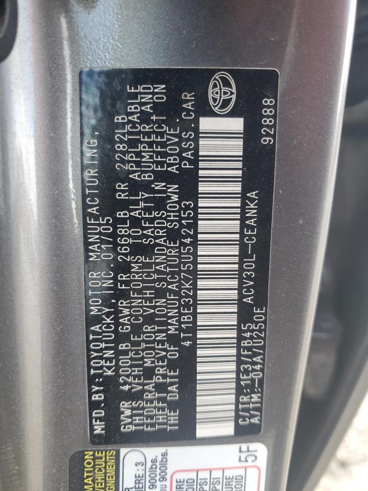 2005 Toyota Camry Le VIN: 4T1BE32K75U542153 Lot: 62019514