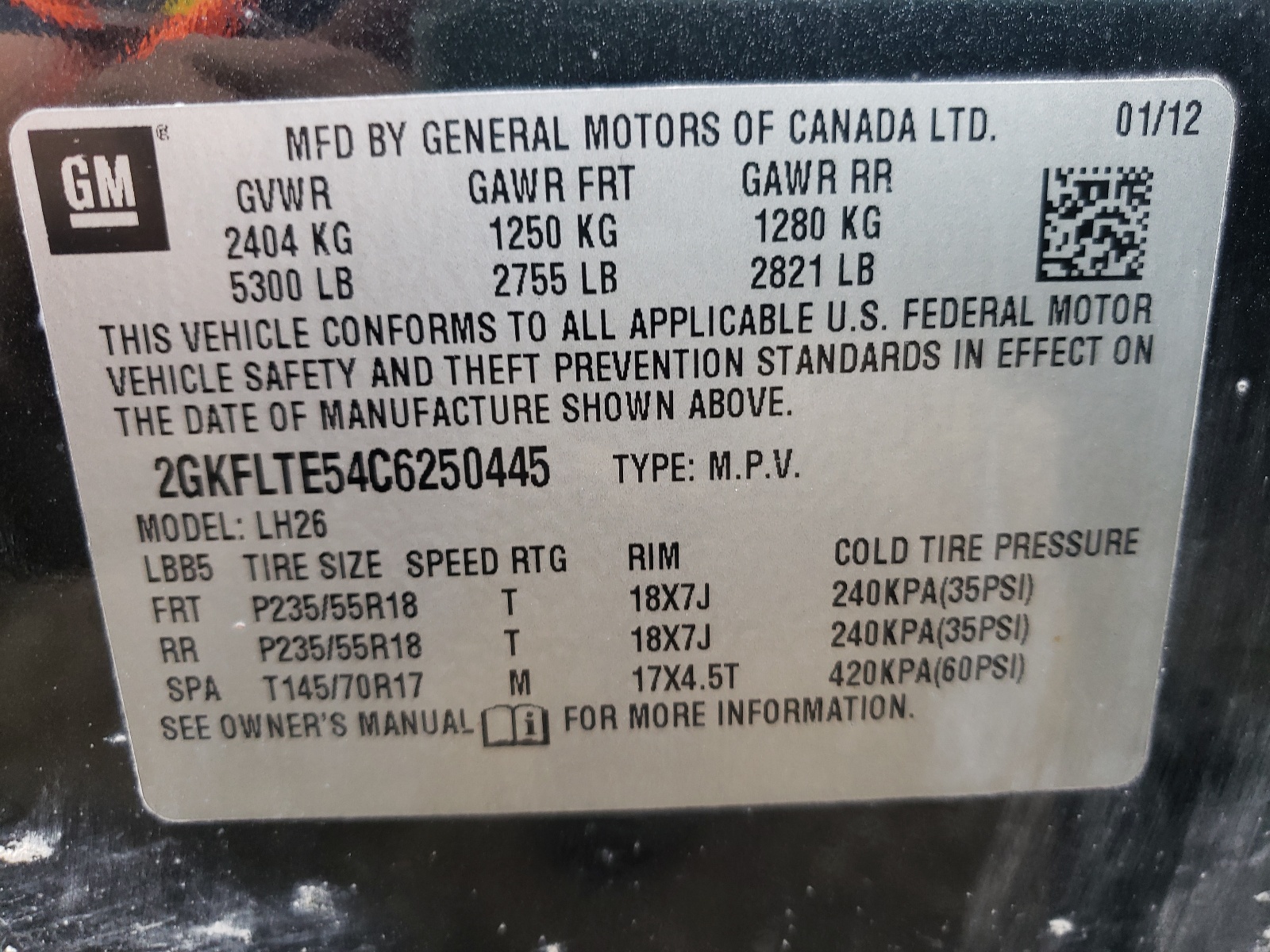 2GKFLTE54C6250445 2012 GMC Terrain Sle