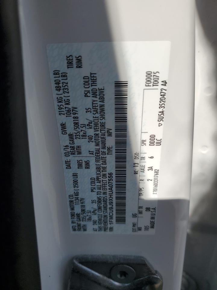 2017 Ford Escape Titanium VIN: 1FMCU9J9XHUA07556 Lot: 62742434