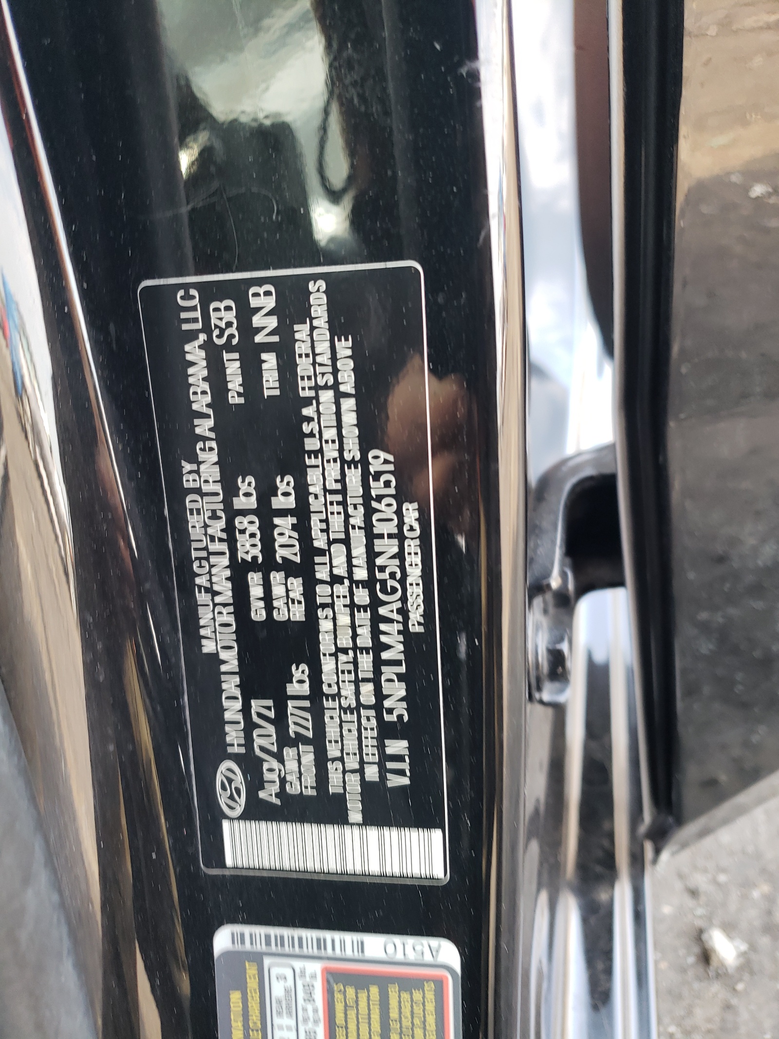 5NPLM4AG5NH061519 2022 Hyundai Elantra Sel